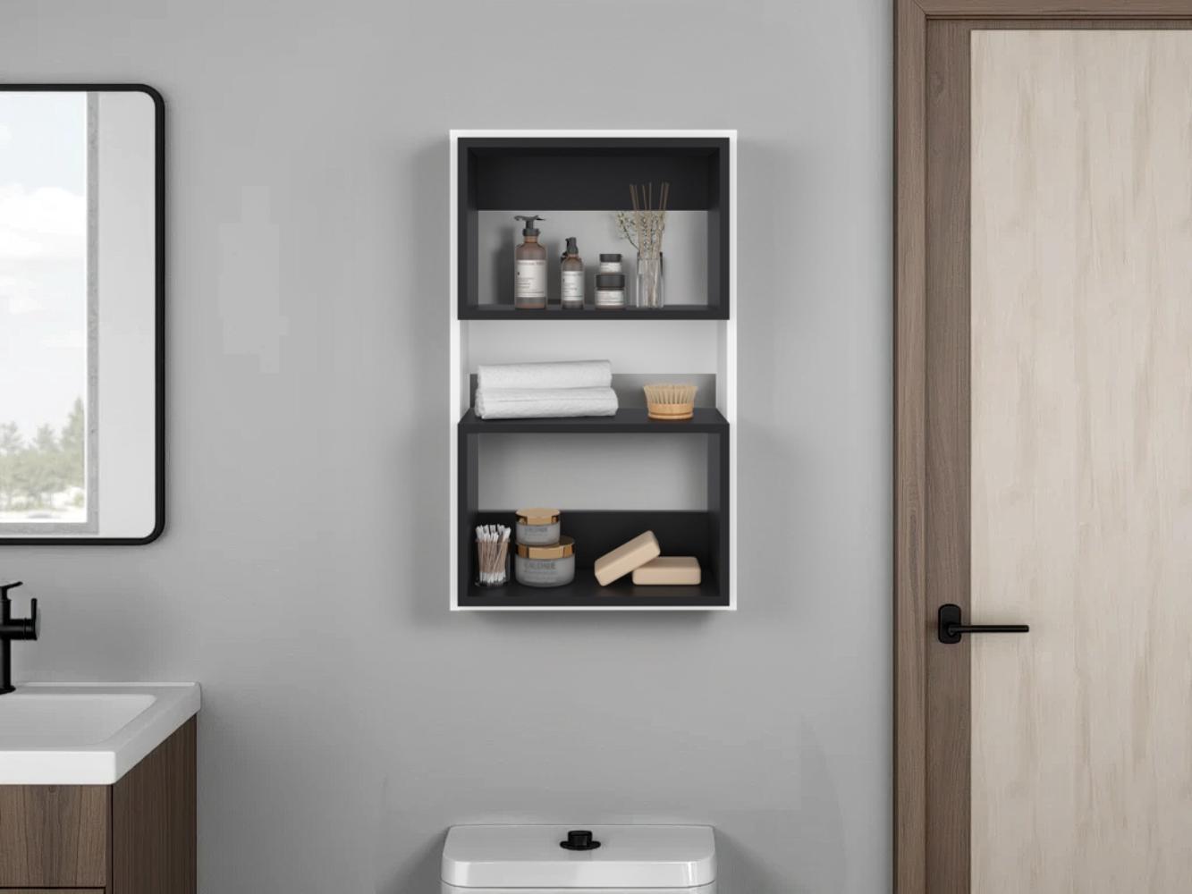 MUEBLE AUXILAR MURO BAÑO ECO BLANCO Y WENGUE - 5