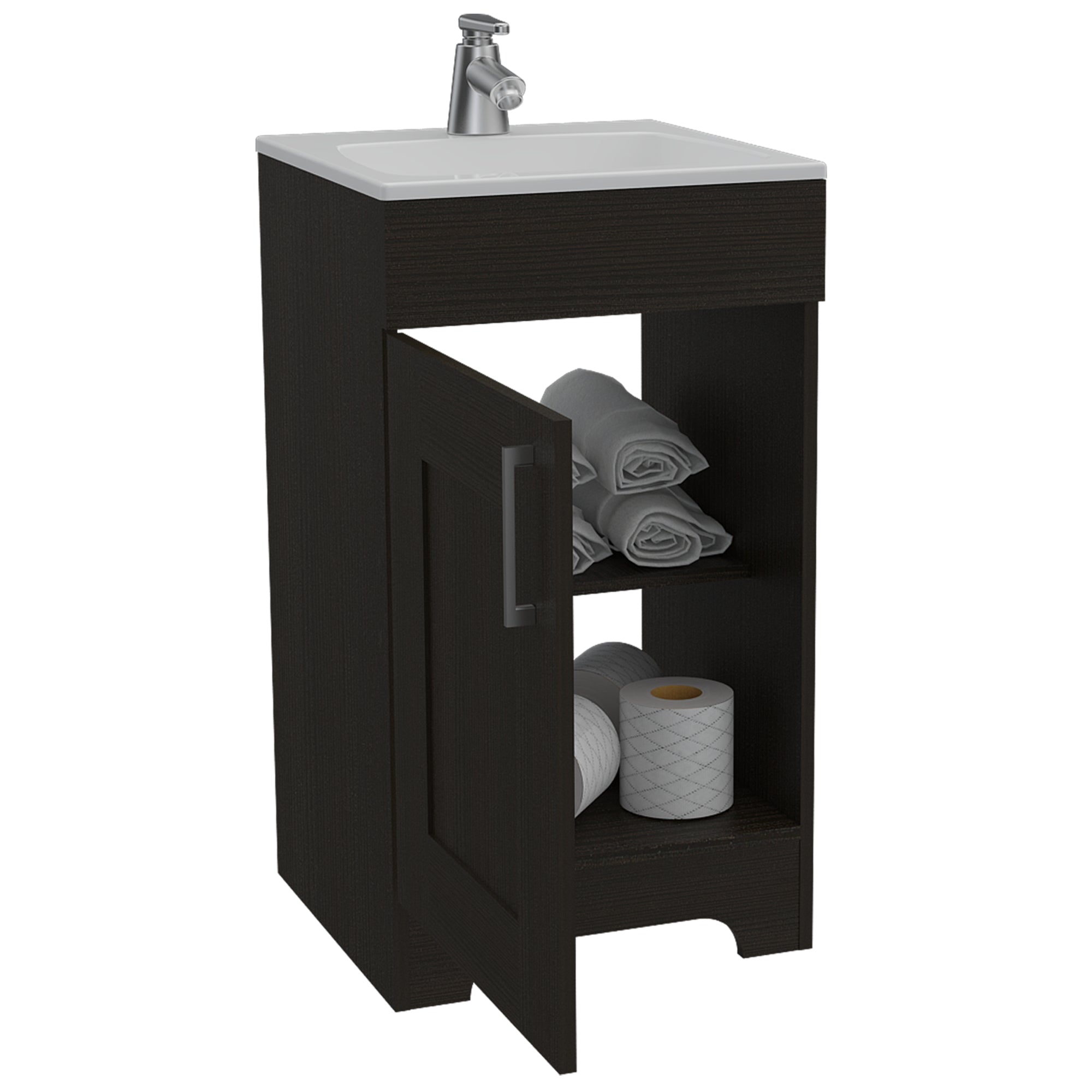 MUEBLE DE BAÑO CON LAVAMANOS BARCELONA 1 PUERTA WENGUE - 1