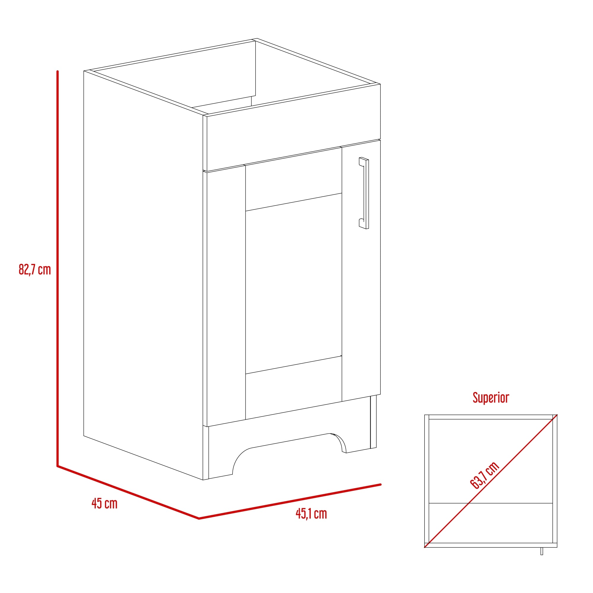MUEBLE DE BAÑO CON LAVAMANOS BARCELONA 1 PUERTA WENGUE - 7