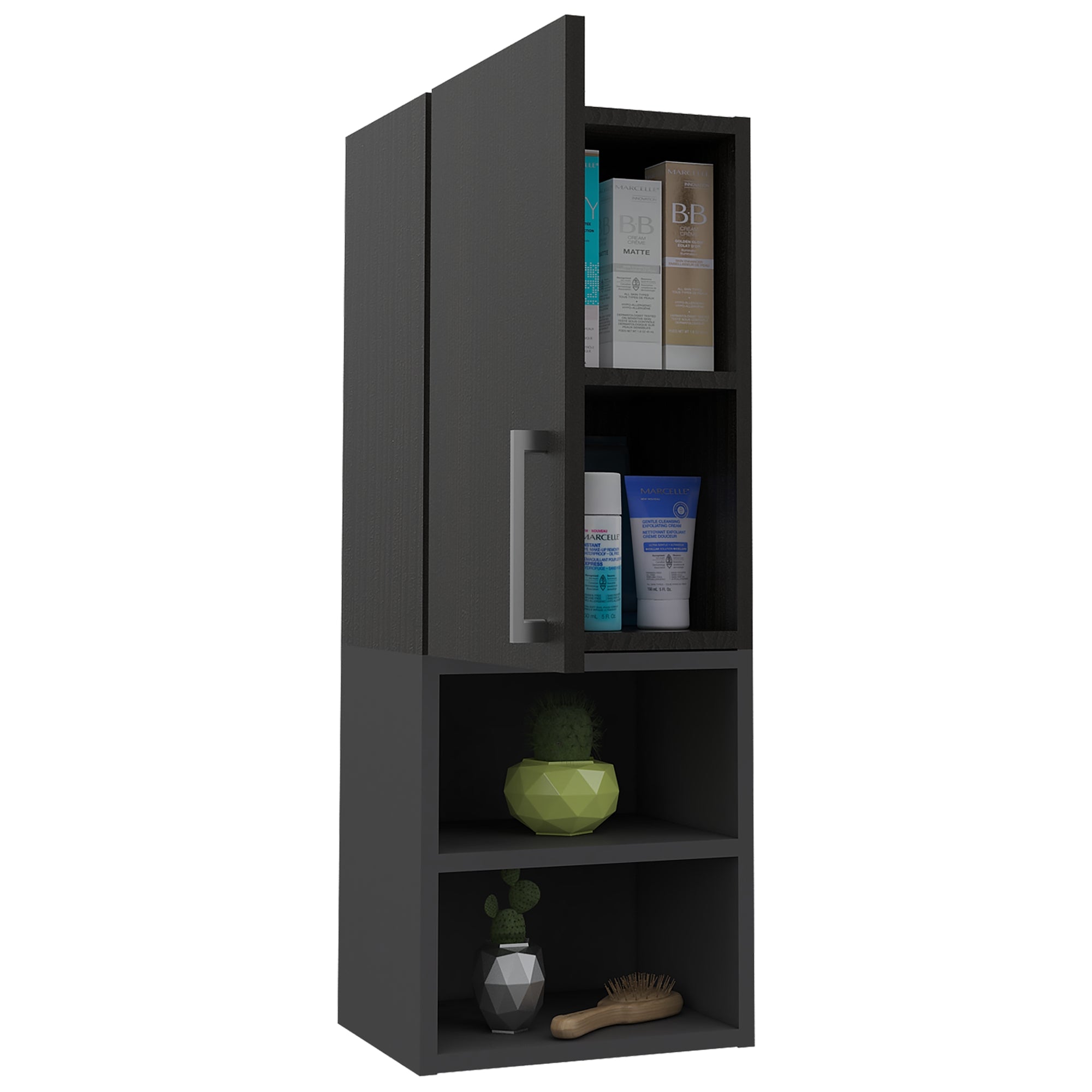 MUEBLE AUXILIAR MURO BAÑO 1 PUERTA WENGUE Y PLOMO - 1