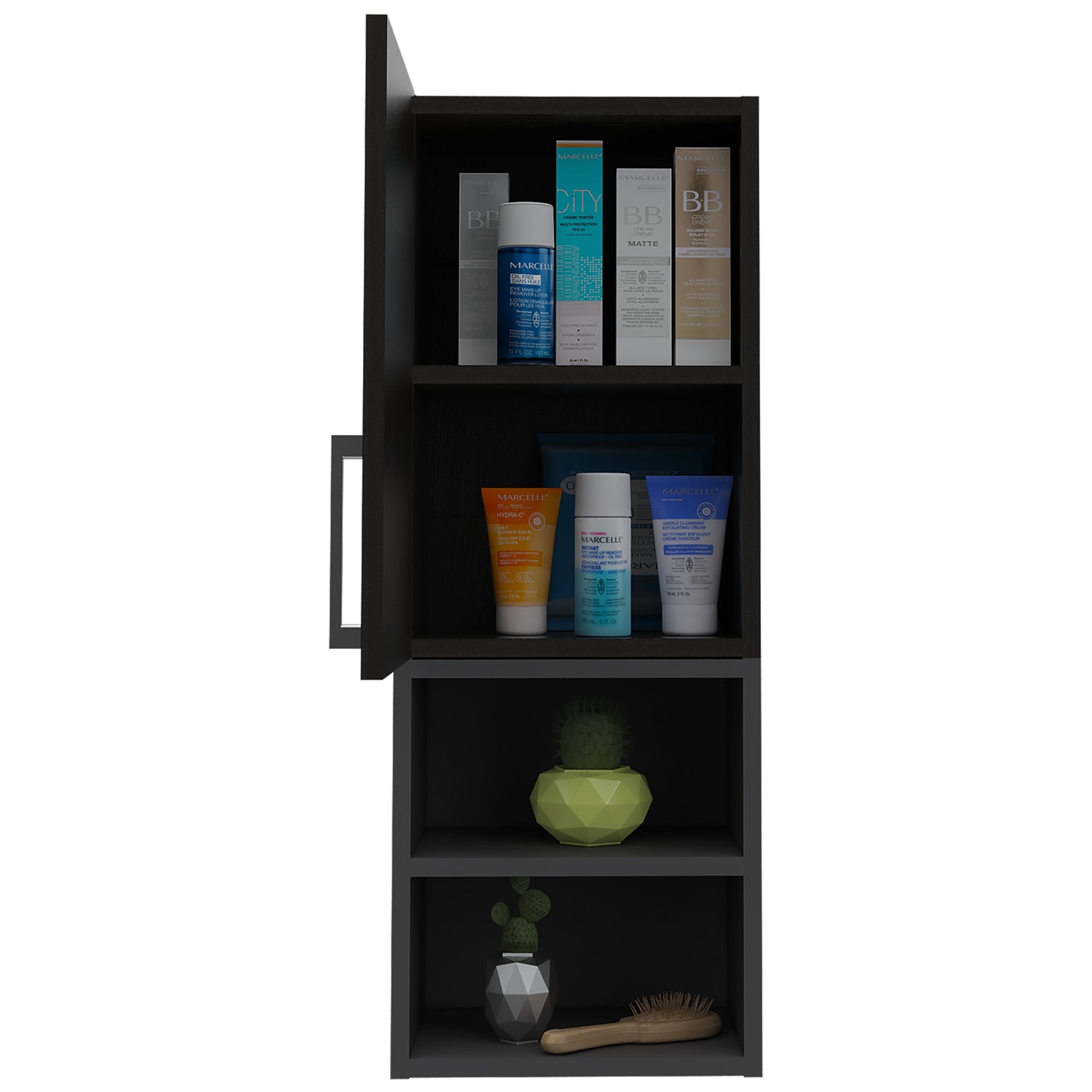 MUEBLE AUXILIAR MURO BAÑO 1 PUERTA WENGUE Y PLOMO - 2