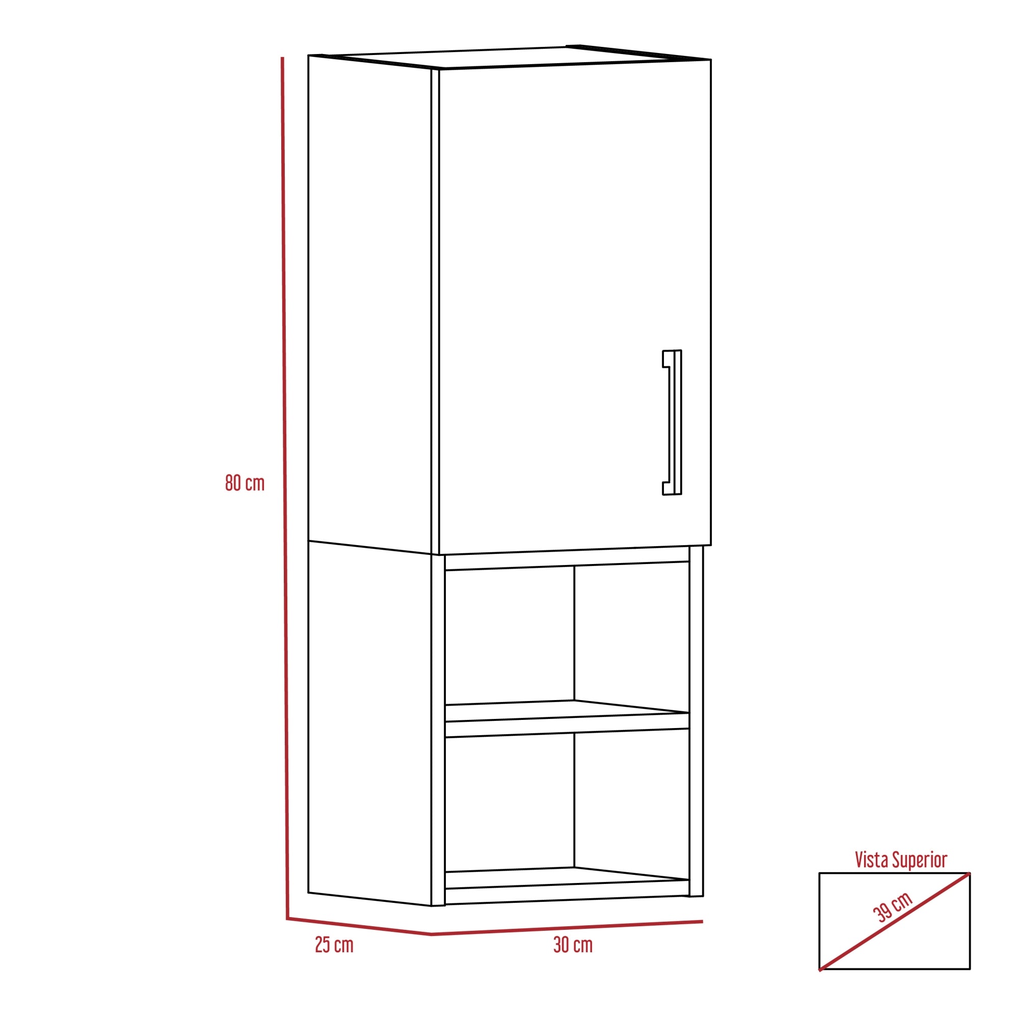 MUEBLE AUXILIAR MURO BAÑO 1 PUERTA WENGUE Y PLOMO - 7