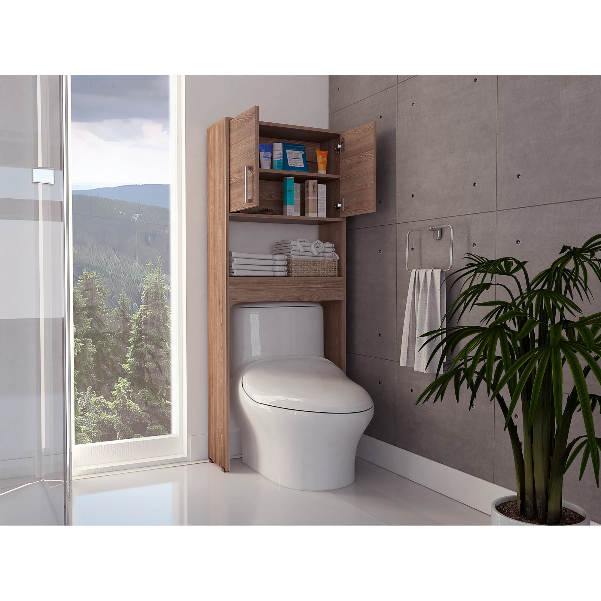 ESTANTE WC BARCELONA 160X63X25,5 CM 2 PUERTAS MIEL - 2