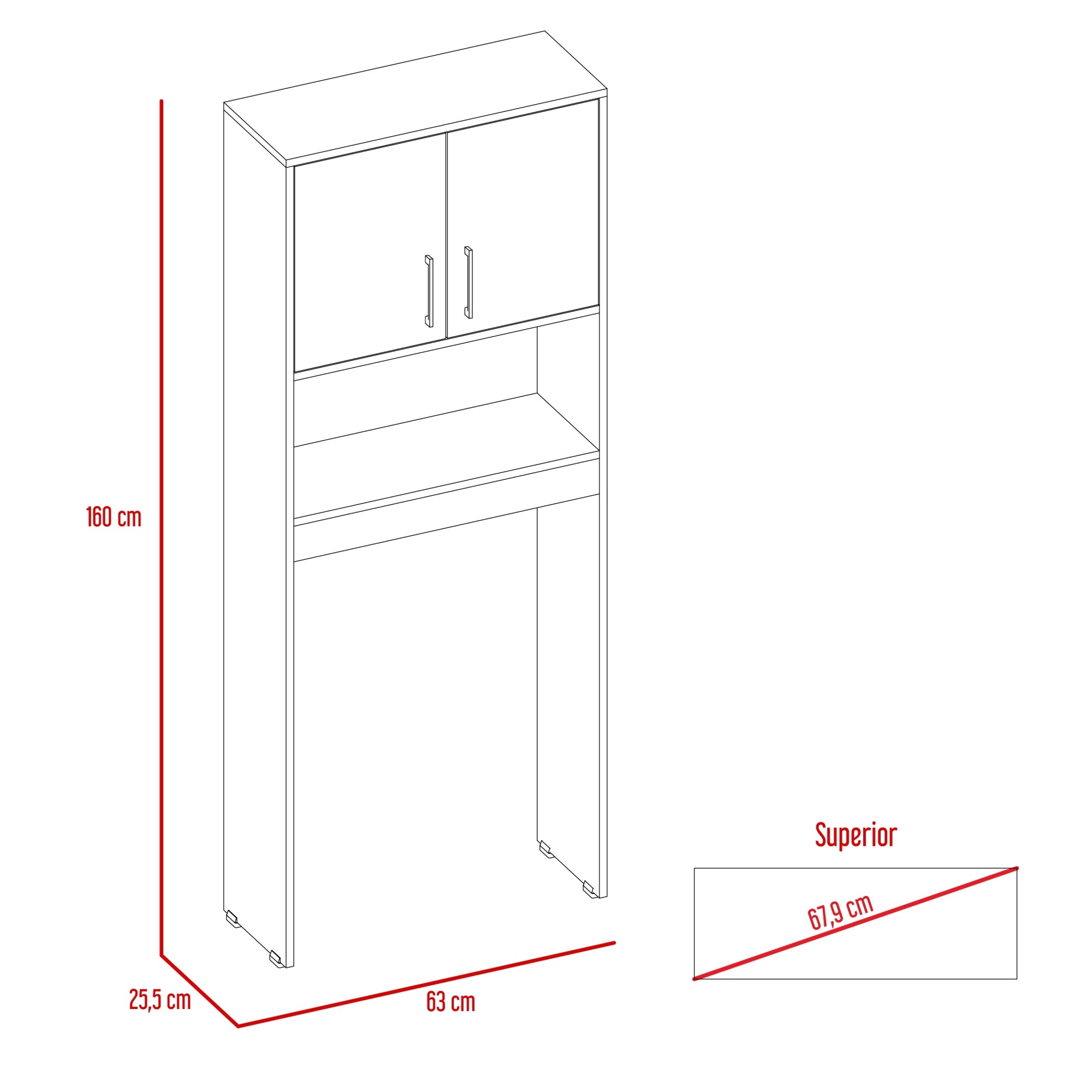 ESTANTE WC BARCELONA 160X63X25,5 CM 2 PUERTAS MIEL - 3