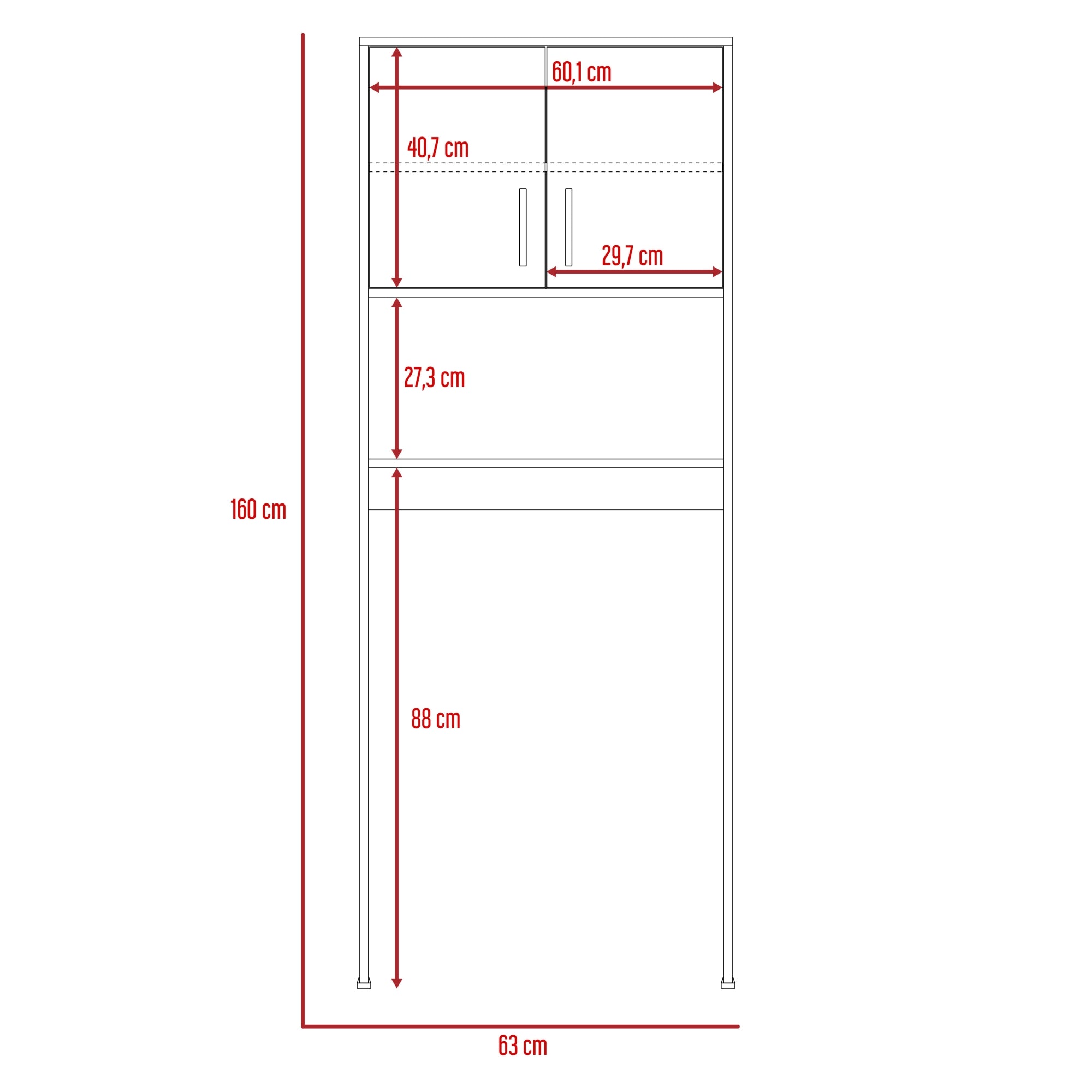 ESTANTE WC BARCELONA 160X63X25,5 CM 2 PUERTAS MIEL - 4