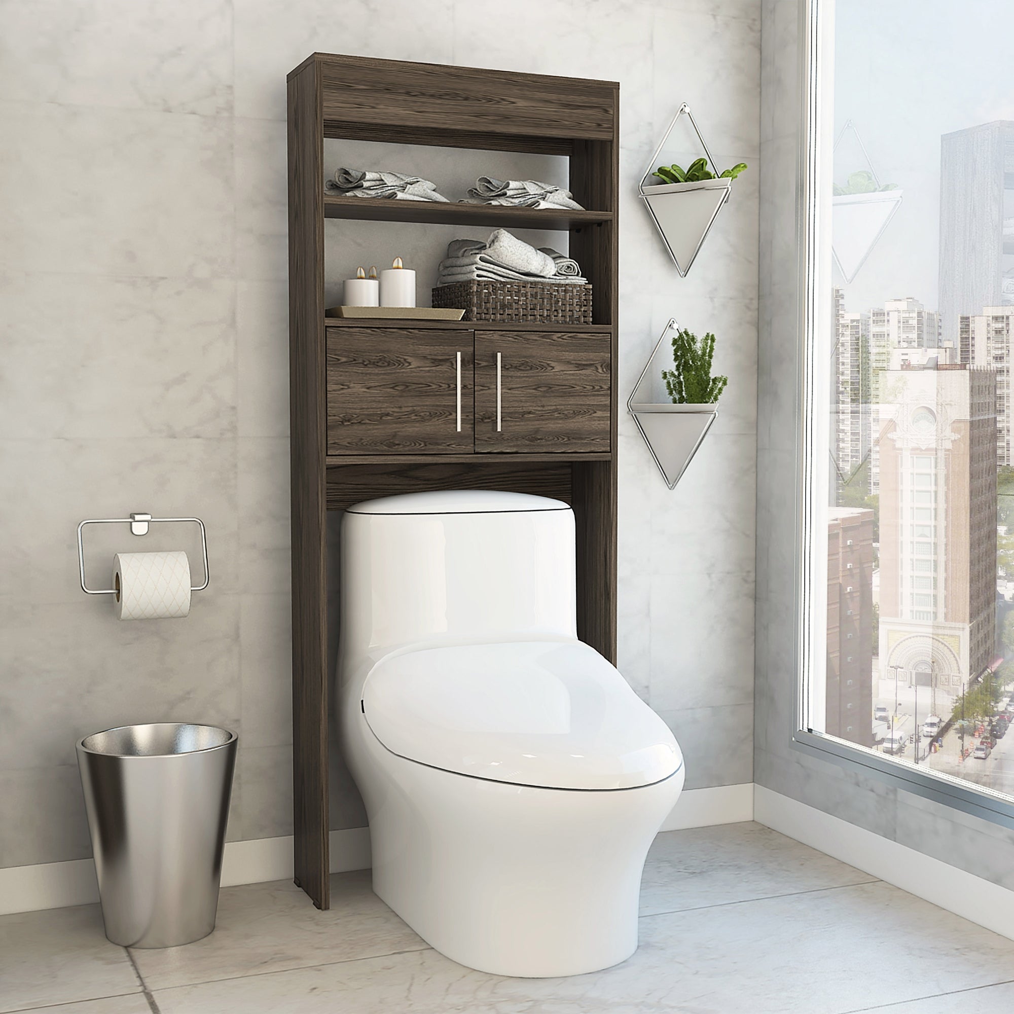 ESTANTE WC MADRID 2 PUERTAS 160X62,4X20,3 CM COÑAC - 5