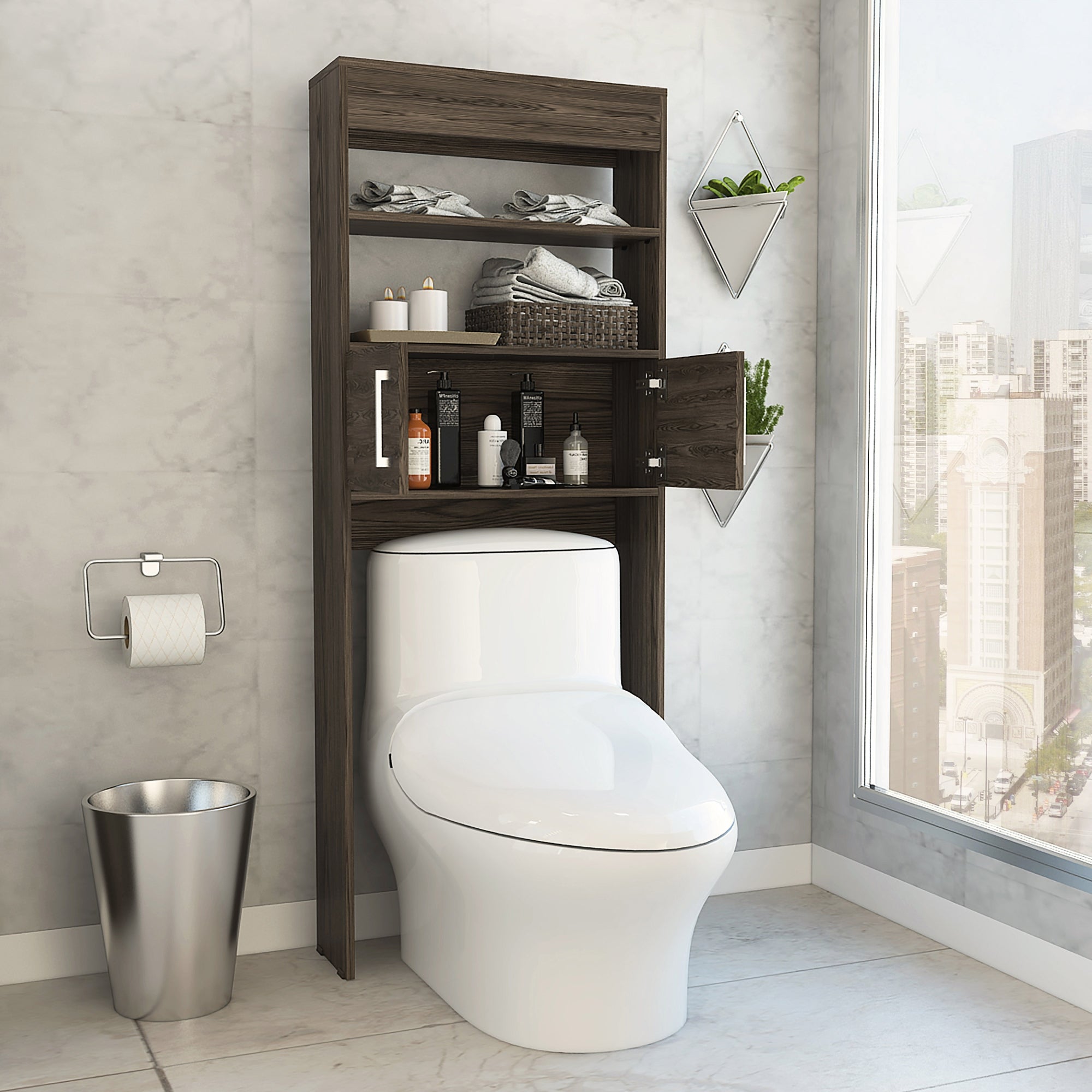 ESTANTE WC MADRID 2 PUERTAS 160X62,4X20,3 CM COÑAC - 6