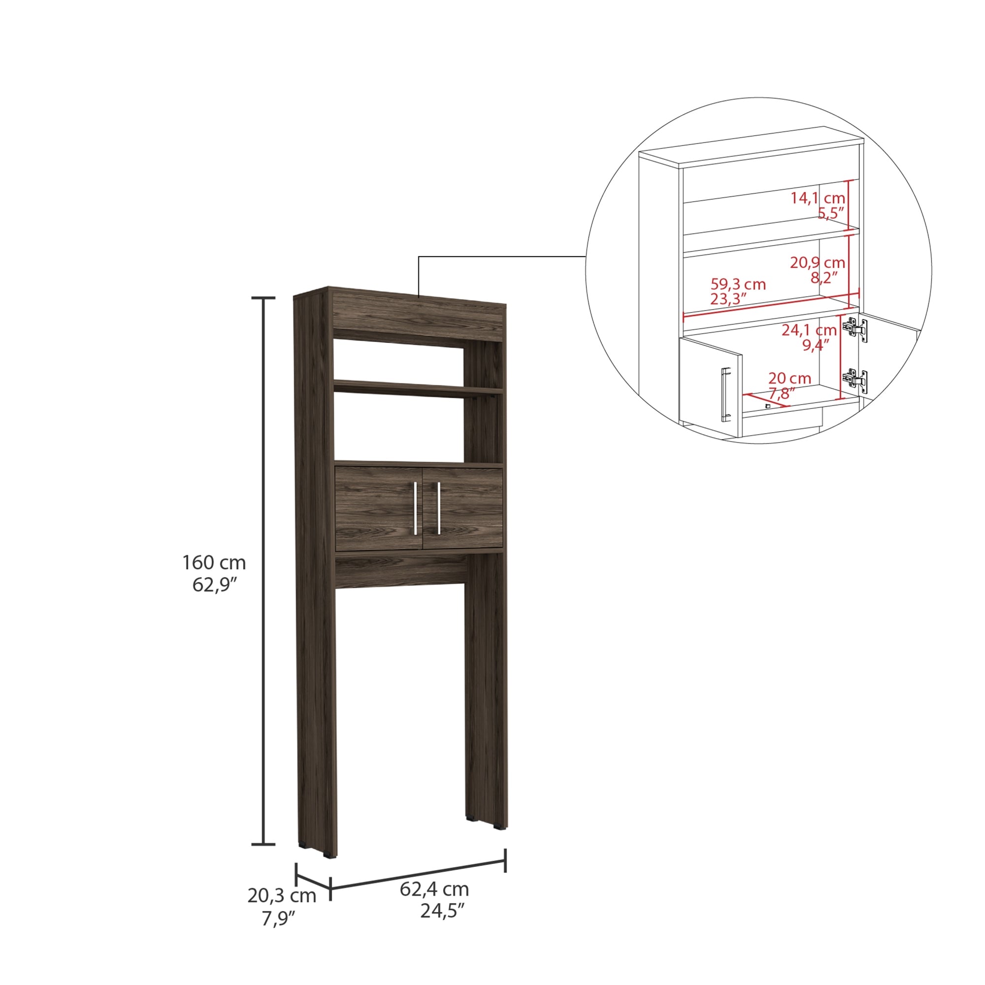 ESTANTE WC MADRID 2 PUERTAS 160X62,4X20,3 CM COÑAC - 7