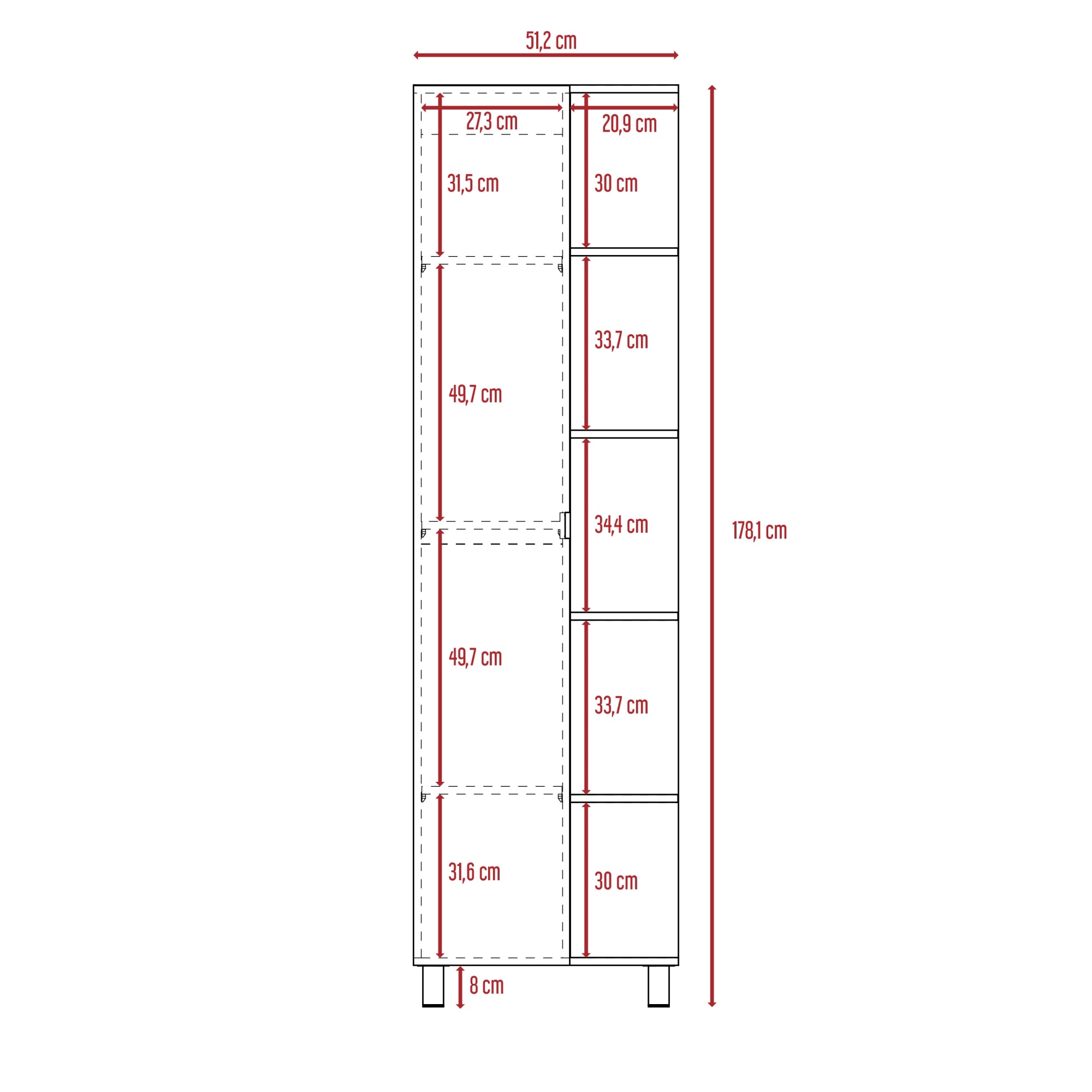 ESTANTE ORGANIZADOR DE BAÑO 1 PUERTA ROVERE Y BLANCO - 2