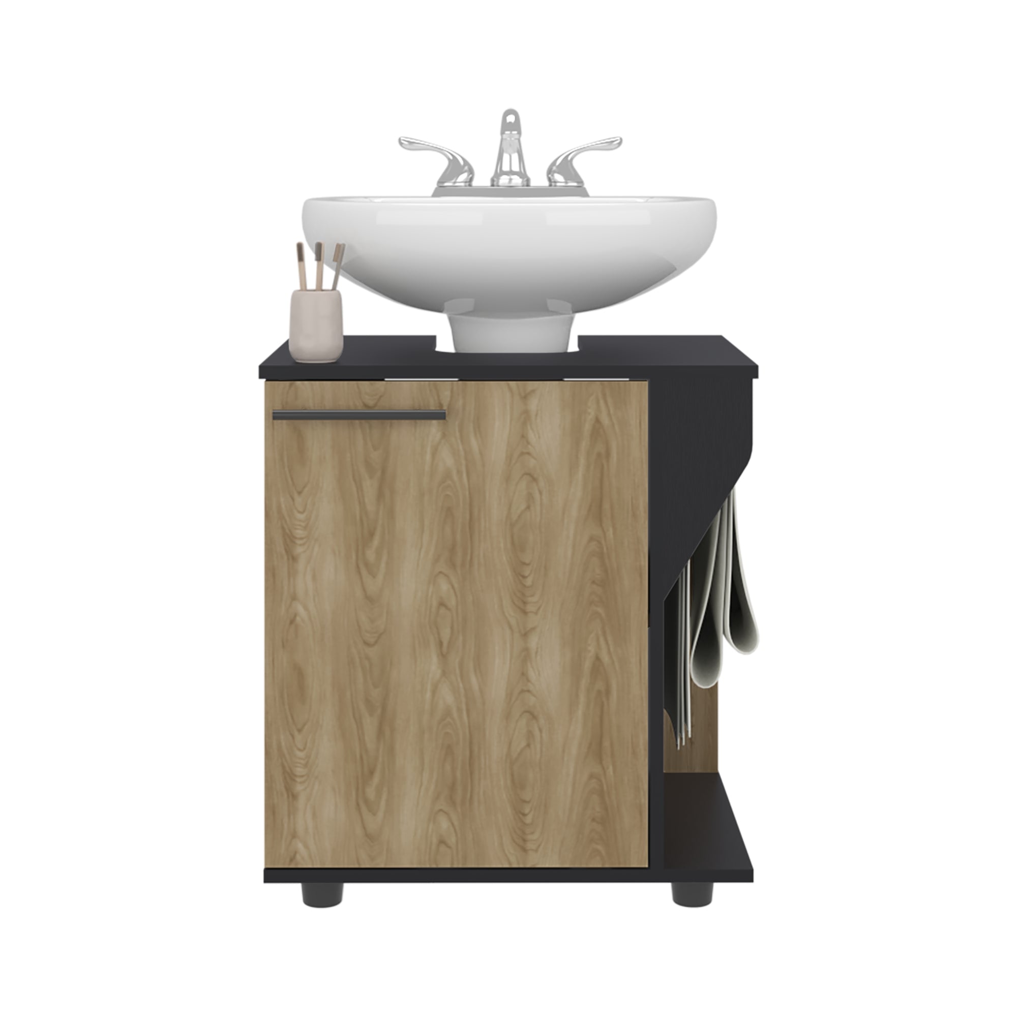 MUEBLE PARA LAVAMANOS PHILLIPS 1 PUERTA WENGUE Y FRESNO - 1