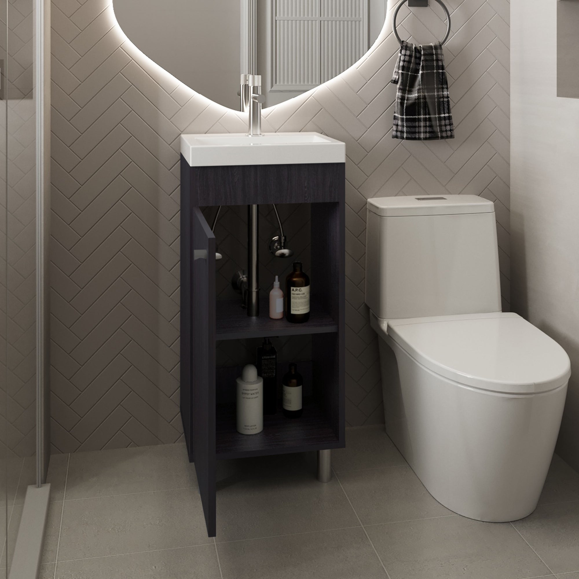 VANITORIO RIVERA 1 PUERTA 84X32X40,2 CM WENGUE - 6