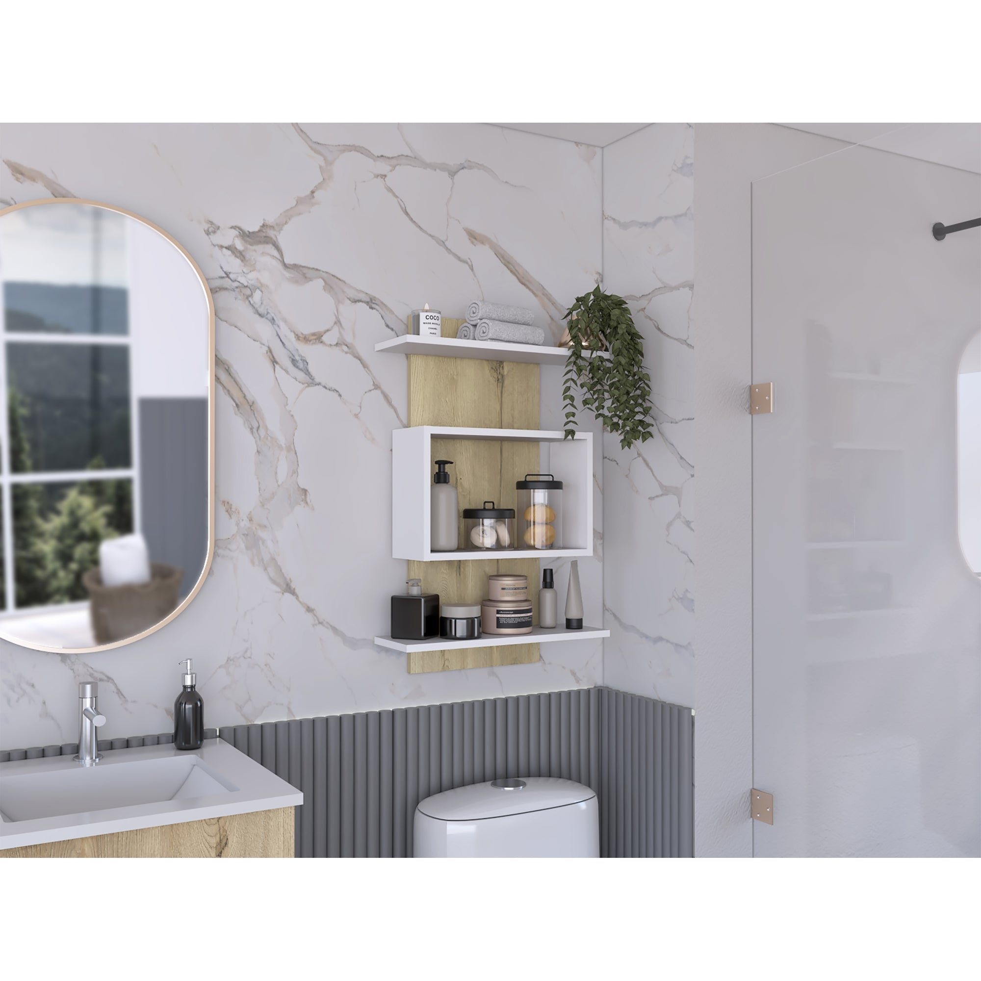 MUEBLE AUXILIAR DE BAÑO MASSANA DUNA Y BLANCO - 6