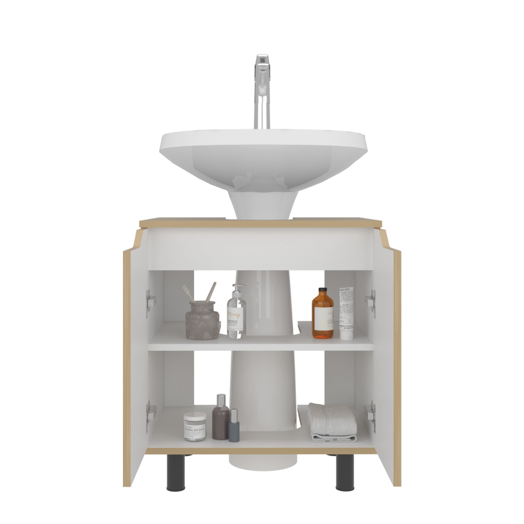 MUEBLE PARA LAVAMANOS MARLO 2 PUERTAS FRESNO Y BLANCO - 1