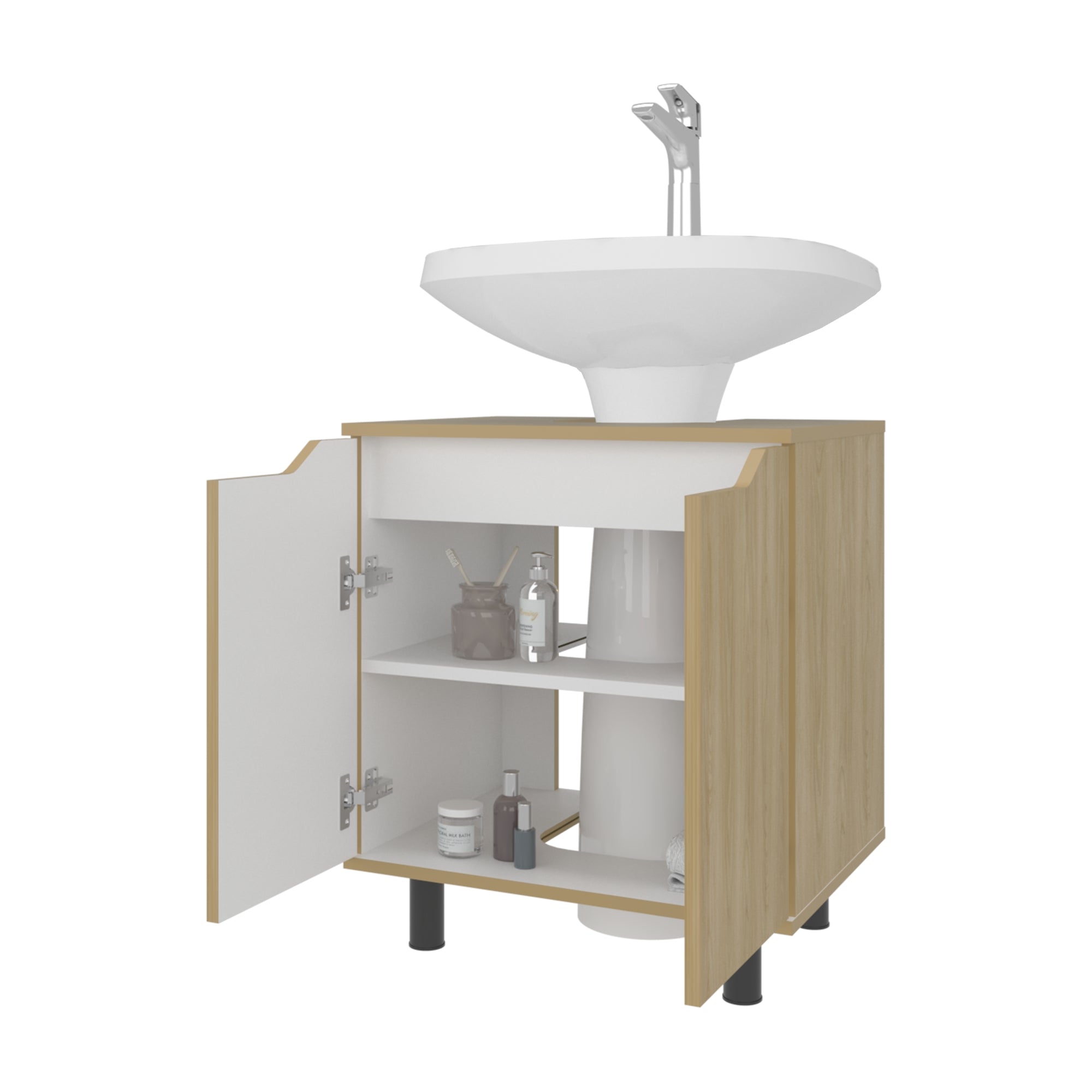 MUEBLE PARA LAVAMANOS MARLO 2 PUERTAS FRESNO Y BLANCO - 2