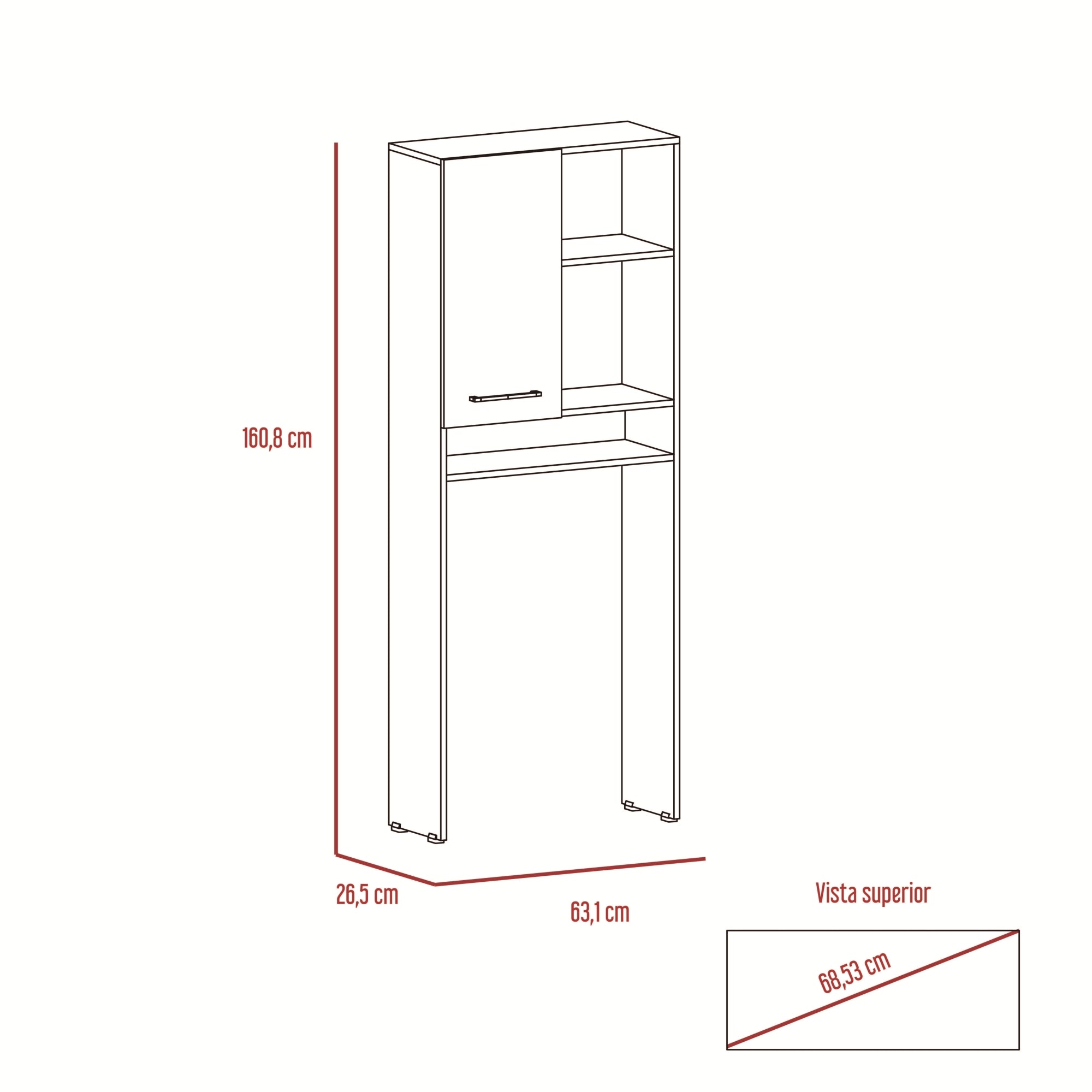 ESTANTE WC BATH 26 1 PUERTA BLANCO 160,8X63,1X26,5 CM - 7