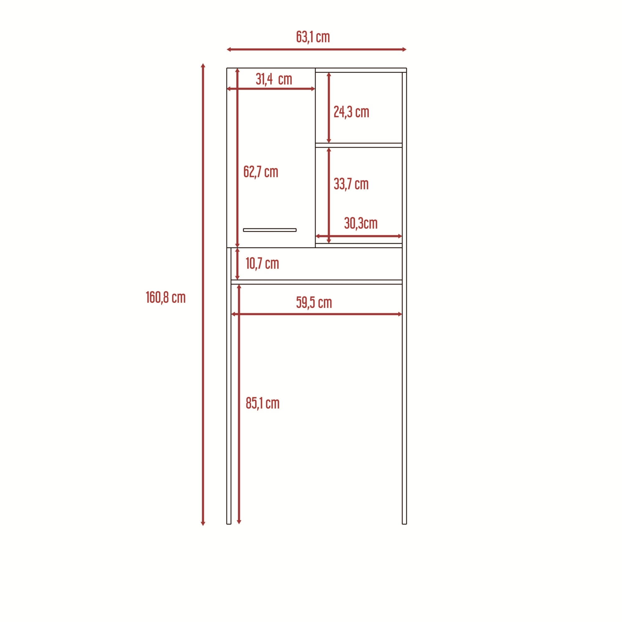 ESTANTE WC BATH 26 1 PUERTA BLANCO 160,8X63,1X26,5 CM - 8