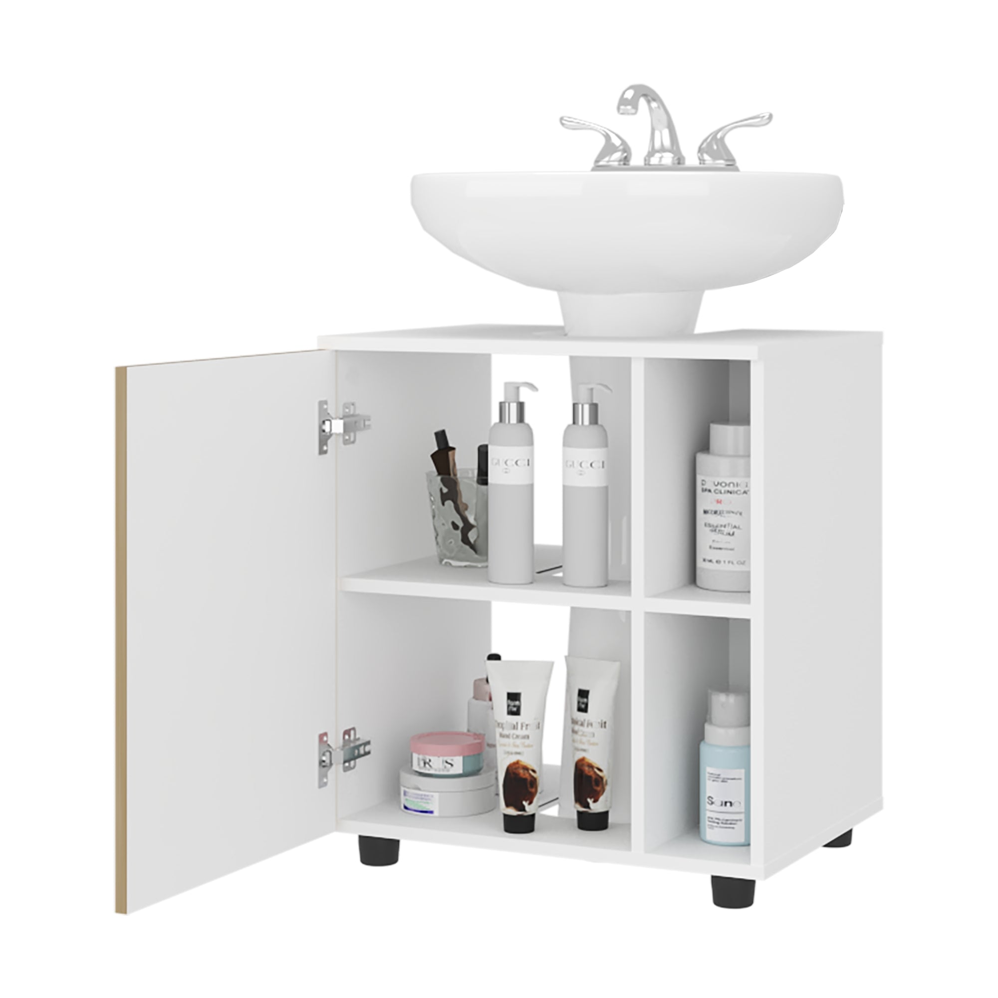 MUEBLE PARA LAVAMANOS PASCUALE 1 PUERTA BLANCO Y FRESNO - 5