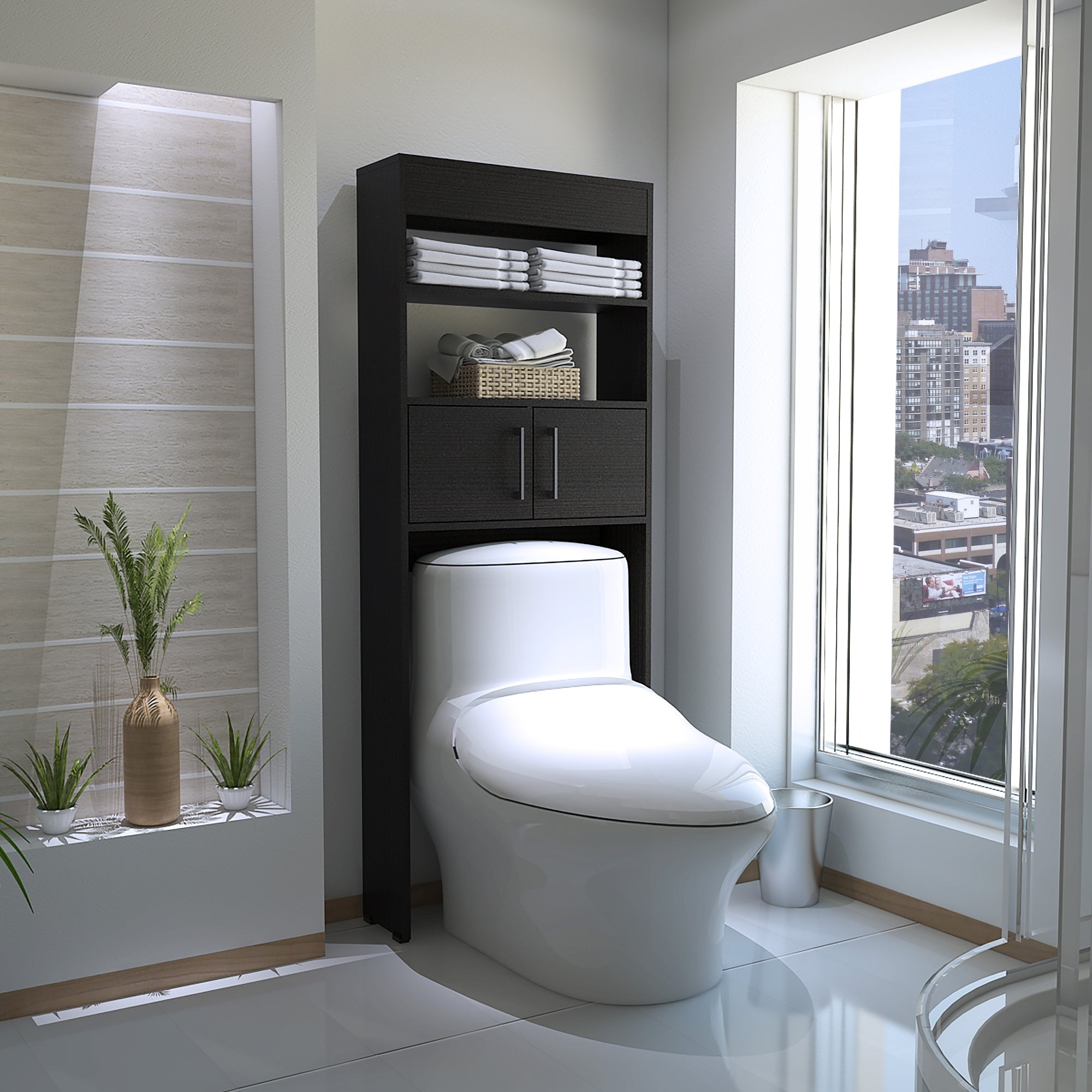 ESTANTE WC MADRID 2 PUERTAS 160X62,4X20,3 CM WENGUE - 5