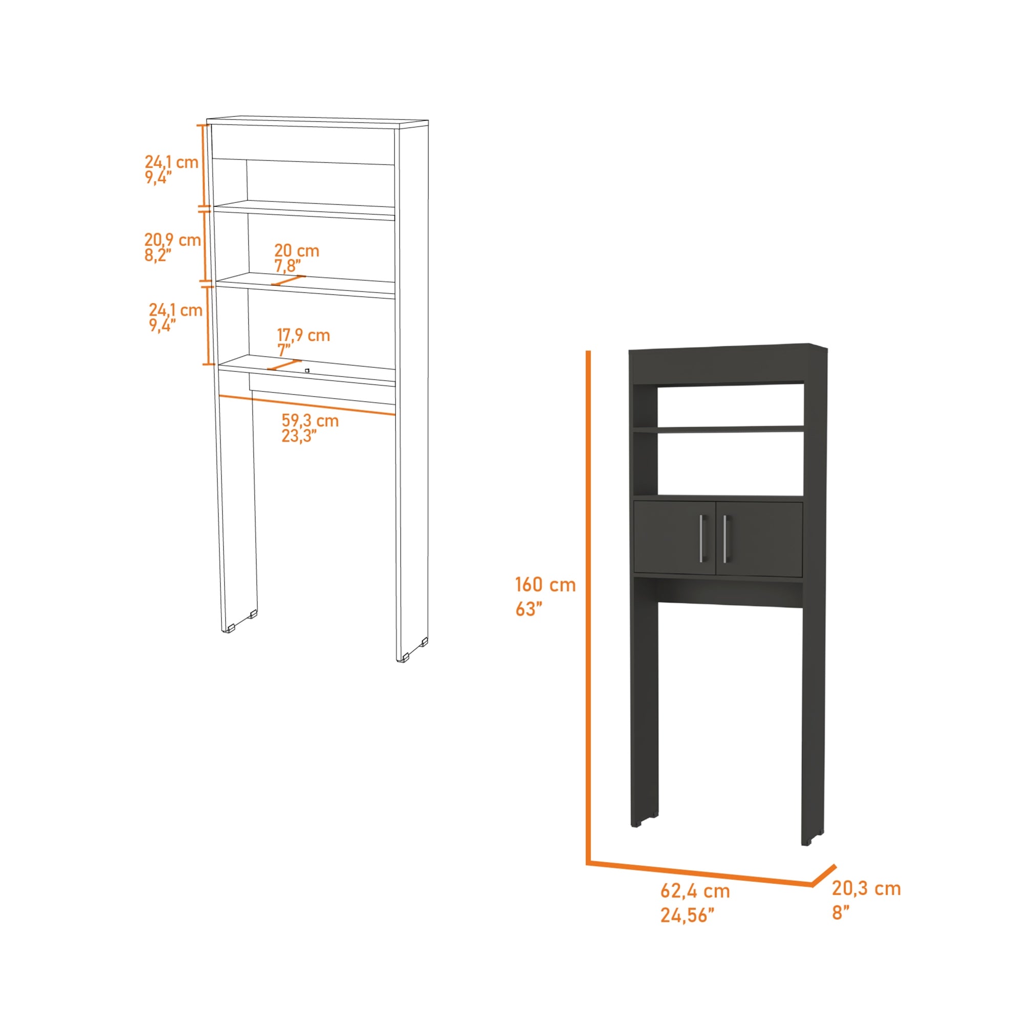 ESTANTE WC MADRID 2 PUERTAS 160X62,4X20,3 CM WENGUE - 7