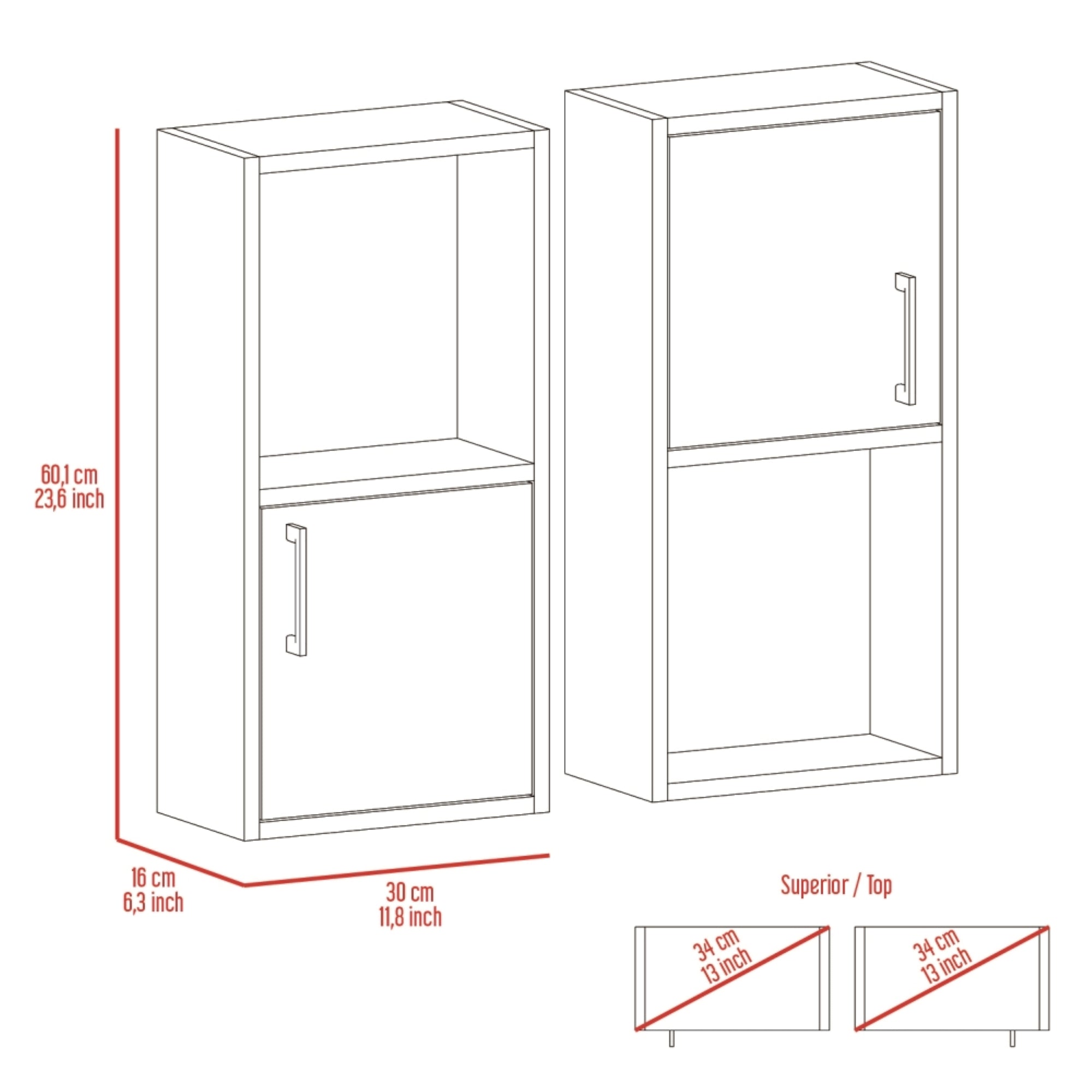 SET X2 MUEBLES AUXILIARES DE BAÑO 60,1X30X16 CM WENGUE - 7