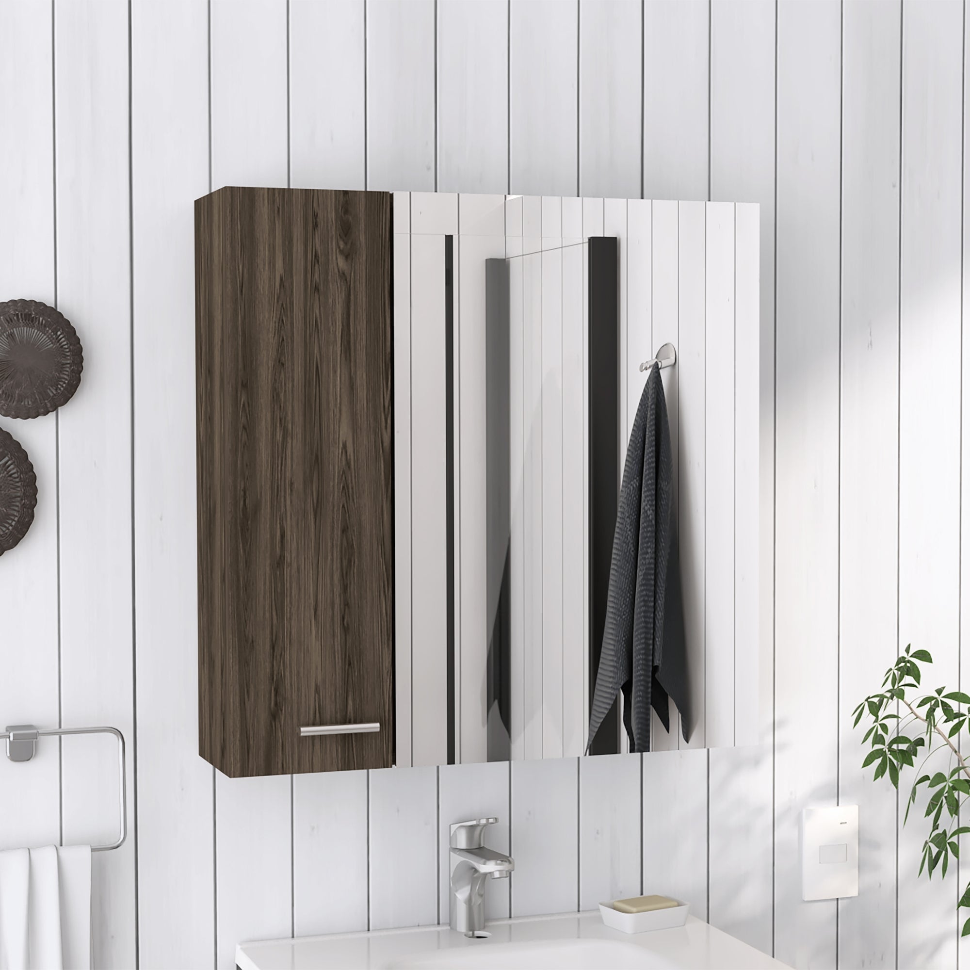 BOTIQUIN 2 PUERTAS CON ESPEJO 60X60X14,9 CM COÑAC - 5