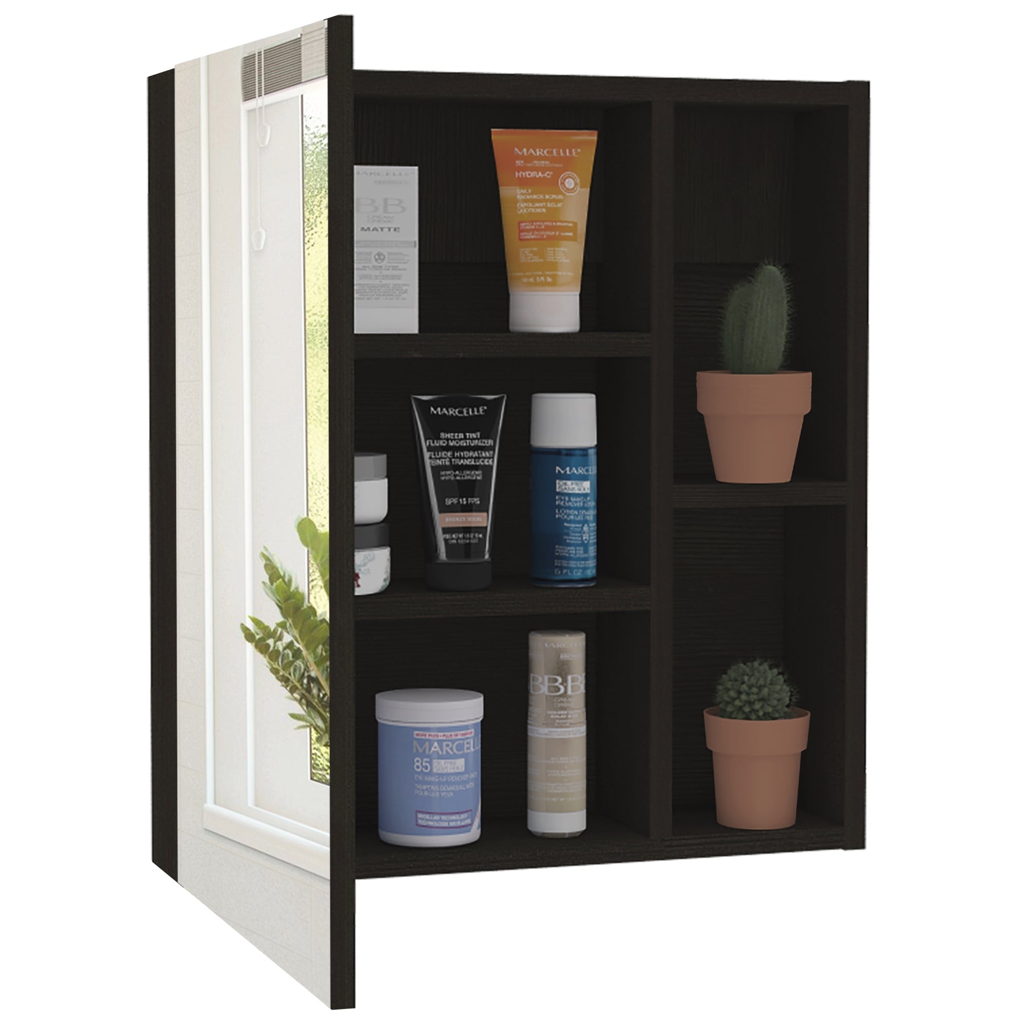 BOTIQUIN LABELLE 1 PUERTA WENGUE 48,7X45X12,5 CM CON ESPEJO - 2