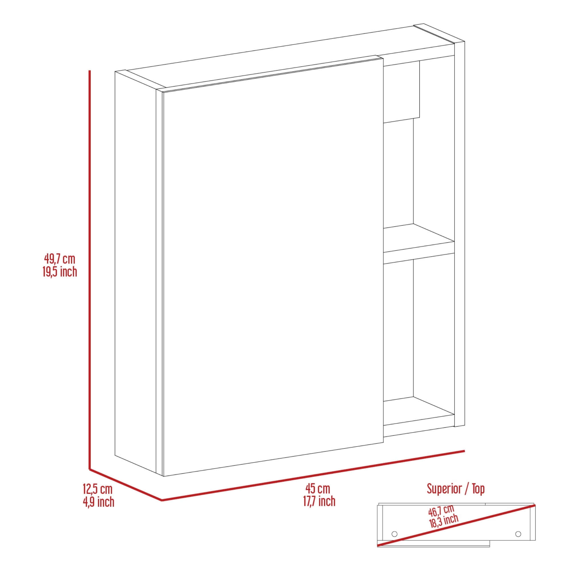 BOTIQUIN LABELLE 1 PUERTA WENGUE 48,7X45X12,5 CM CON ESPEJO - 7
