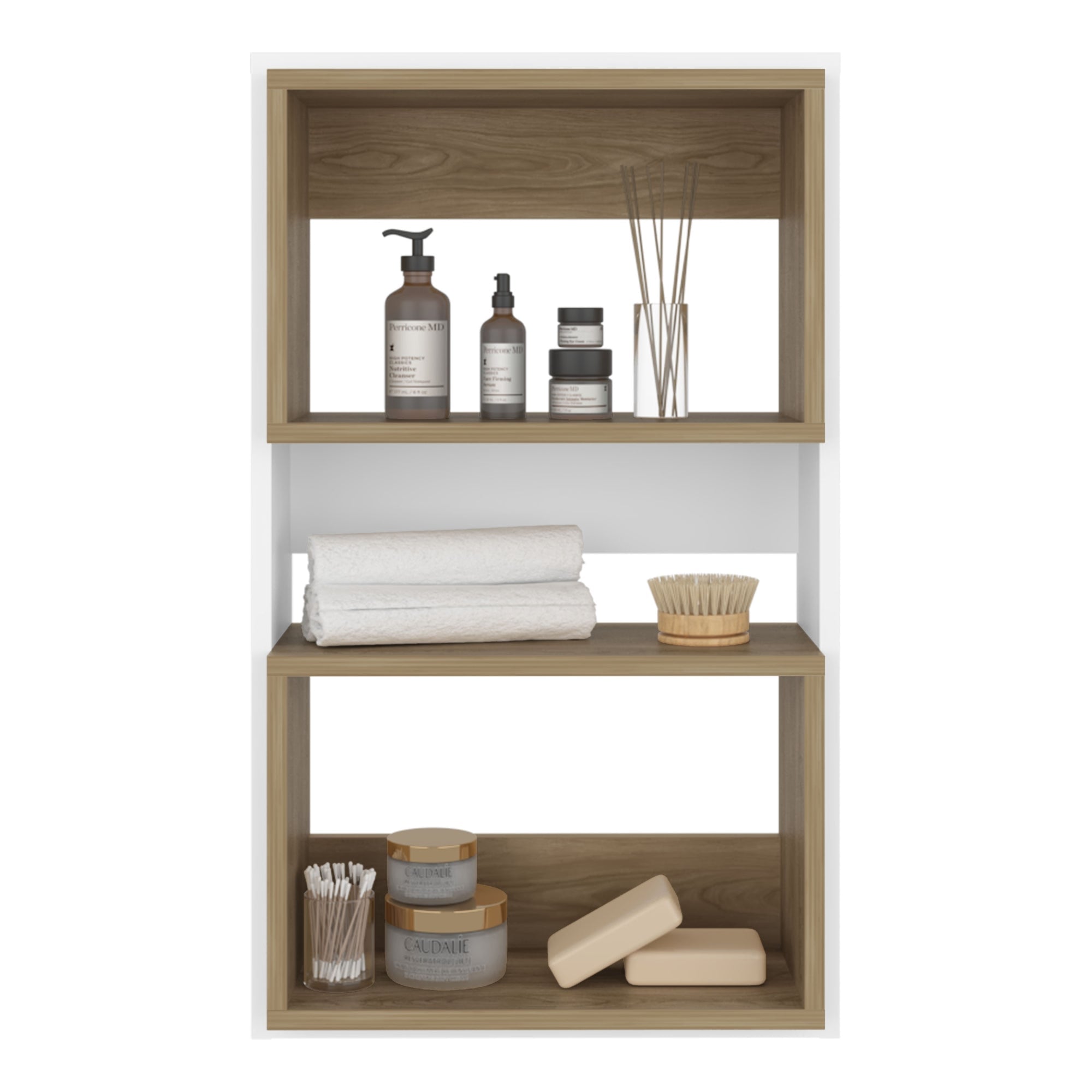 MUEBLE AUXILAR MURO BAÑO ECO BLANCO Y FRESNO - 1