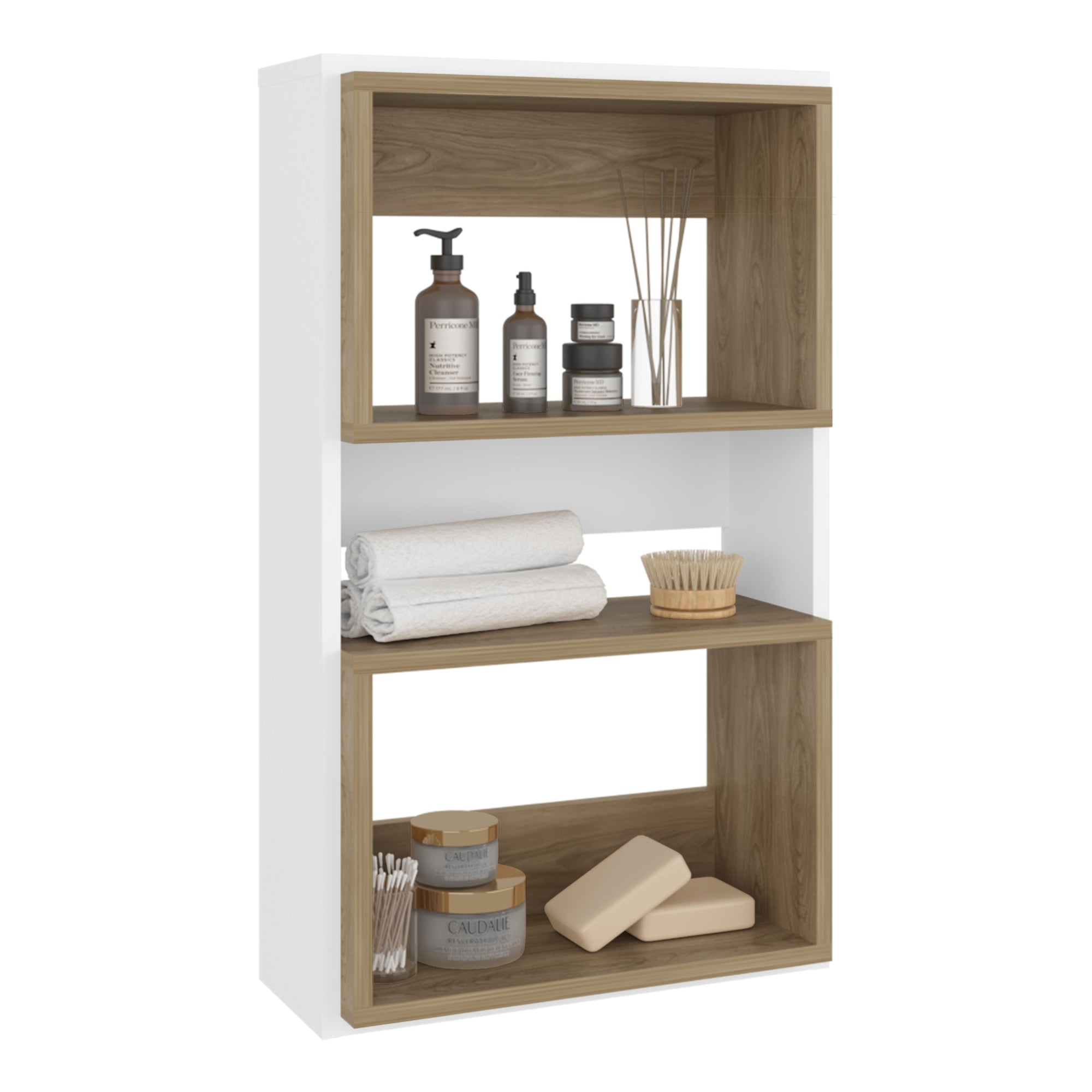 MUEBLE AUXILAR MURO BAÑO ECO BLANCO Y FRESNO - 2