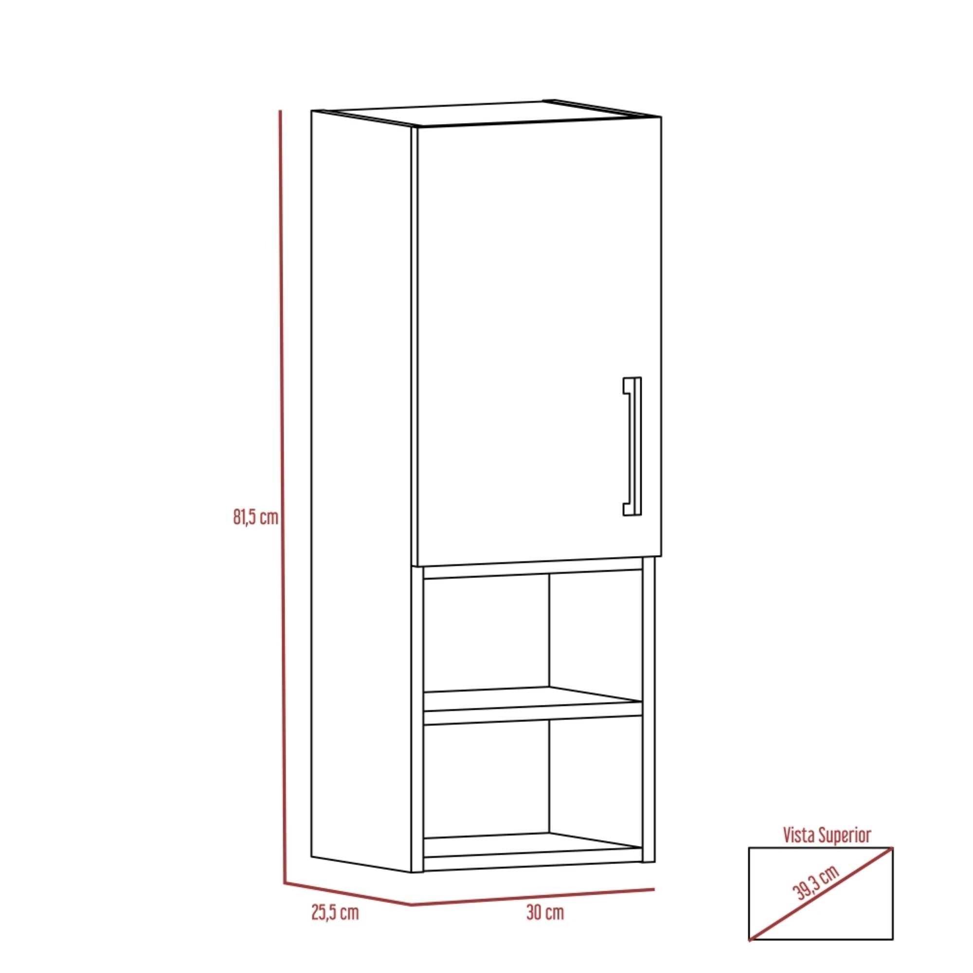 MUEBLE AUXILIAR BAÑO MURO BARCELONA 1 PUERTA COÑAC - 2