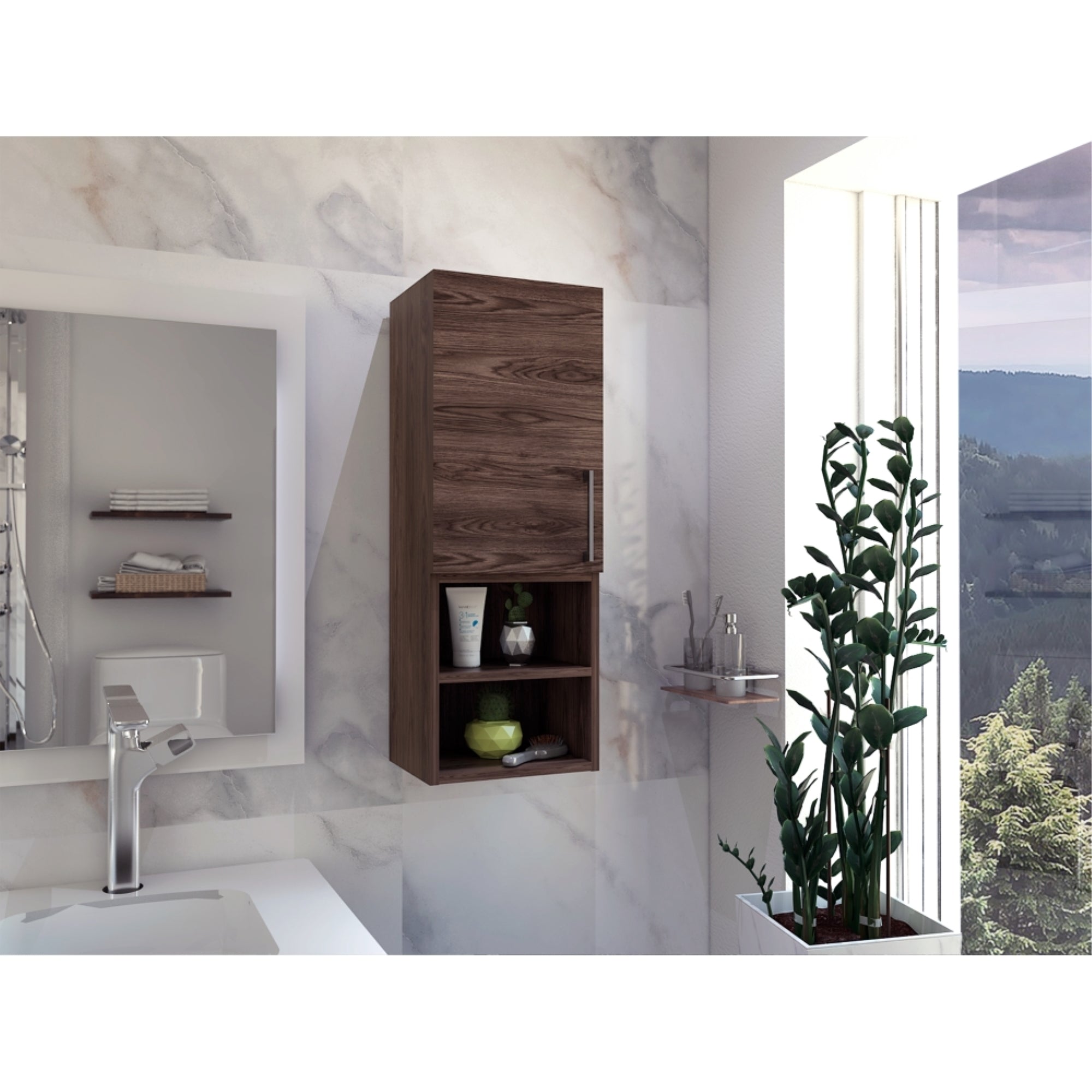 MUEBLE AUXILIAR BAÑO MURO BARCELONA 1 PUERTA COÑAC - 10
