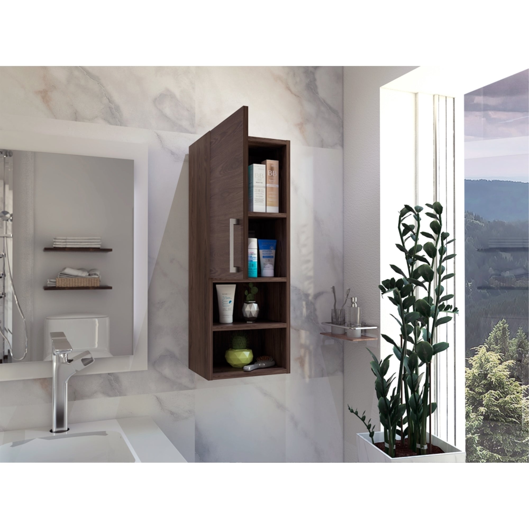 MUEBLE AUXILIAR BAÑO MURO BARCELONA 1 PUERTA COÑAC - 11