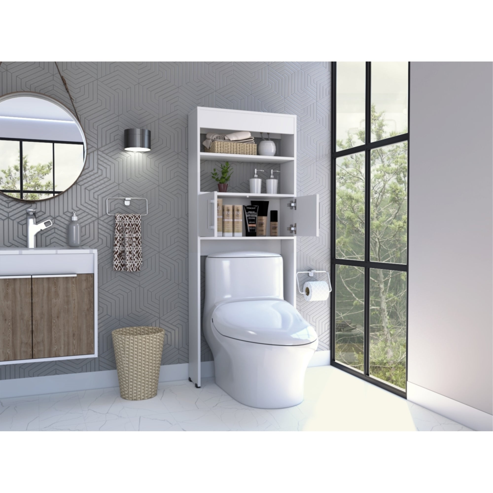 ESTANTE WC MADRID 2 PUERTAS 160X62,4X20,3 CM BLANCO - 5