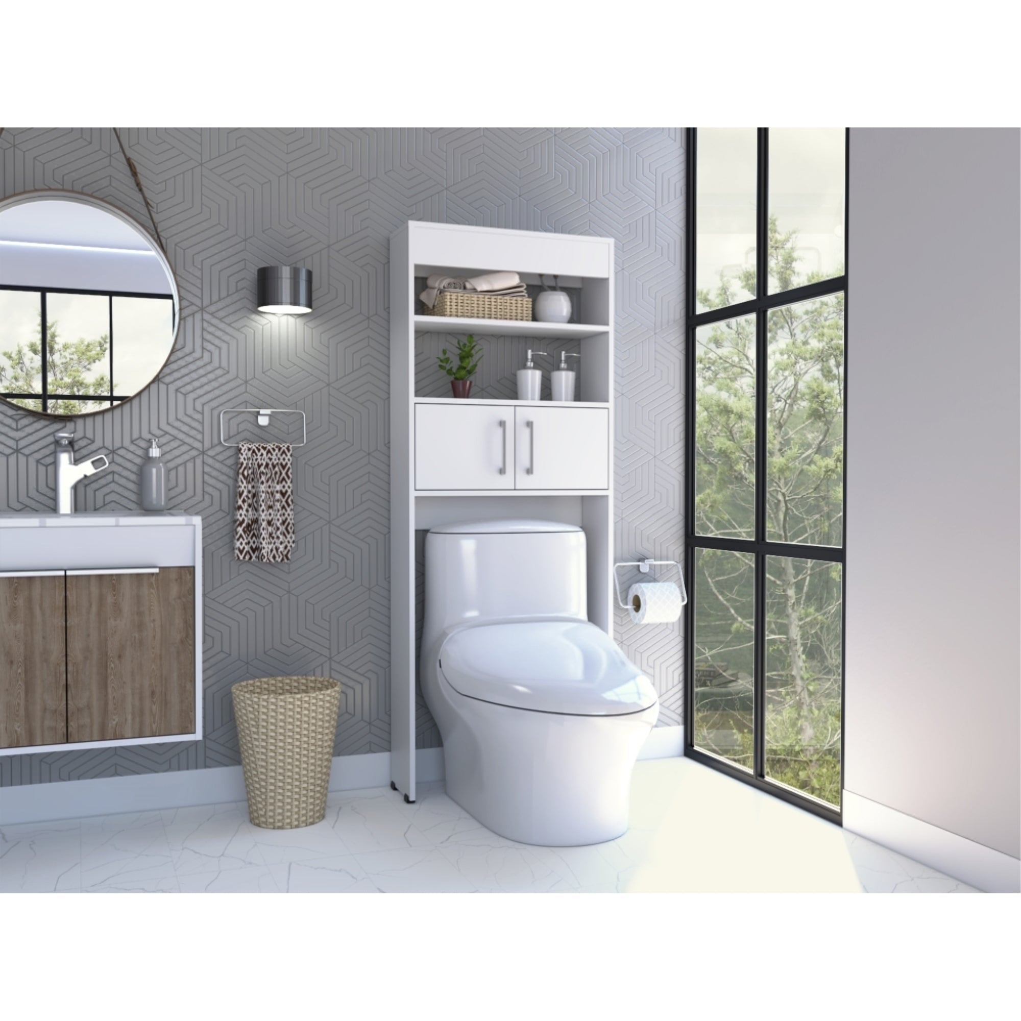 ESTANTE WC MADRID 2 PUERTAS 160X62,4X20,3 CM BLANCO - 6