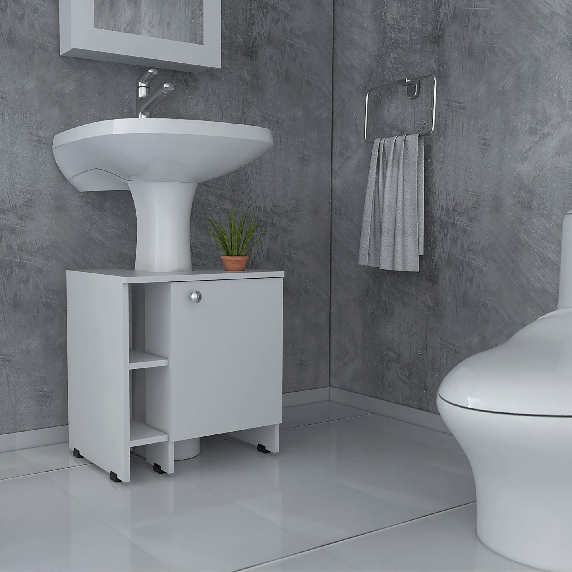 MUEBLE PARA LAVAMANOS BATH 1 PUERTA 50,9X47X37,4 CM BLANCO - 5