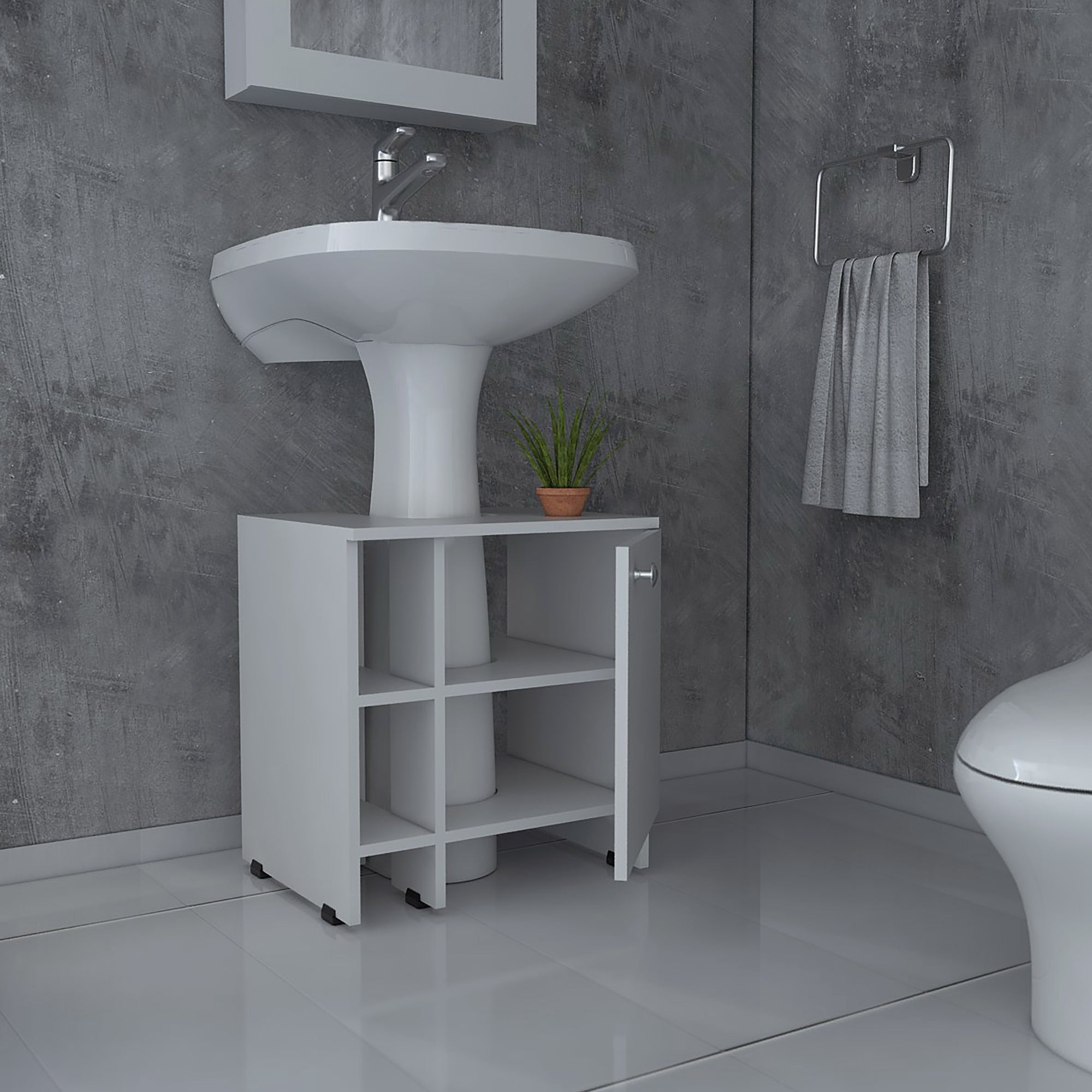 MUEBLE PARA LAVAMANOS BATH 1 PUERTA 50,9X47X37,4 CM BLANCO - 6