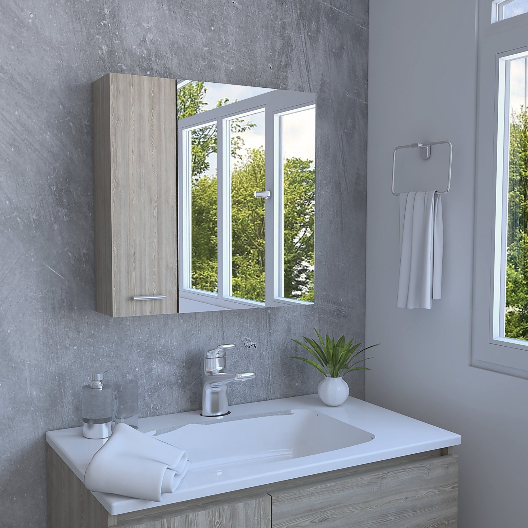 BOTIQUIN 2 PUERTAS BARCELONA CON ESPEJO 60X60X14,9 CM MIEL - 5