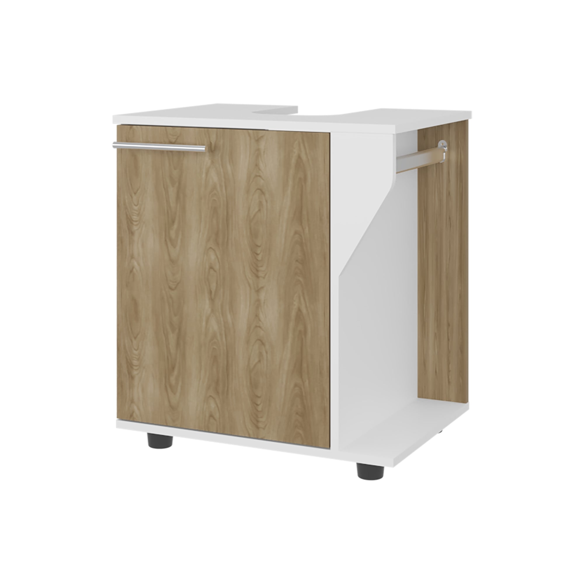 MUEBLE PARA LAVAMANOS PHILLIPS 1 PUERTA BLANCO Y FRESNO - 3