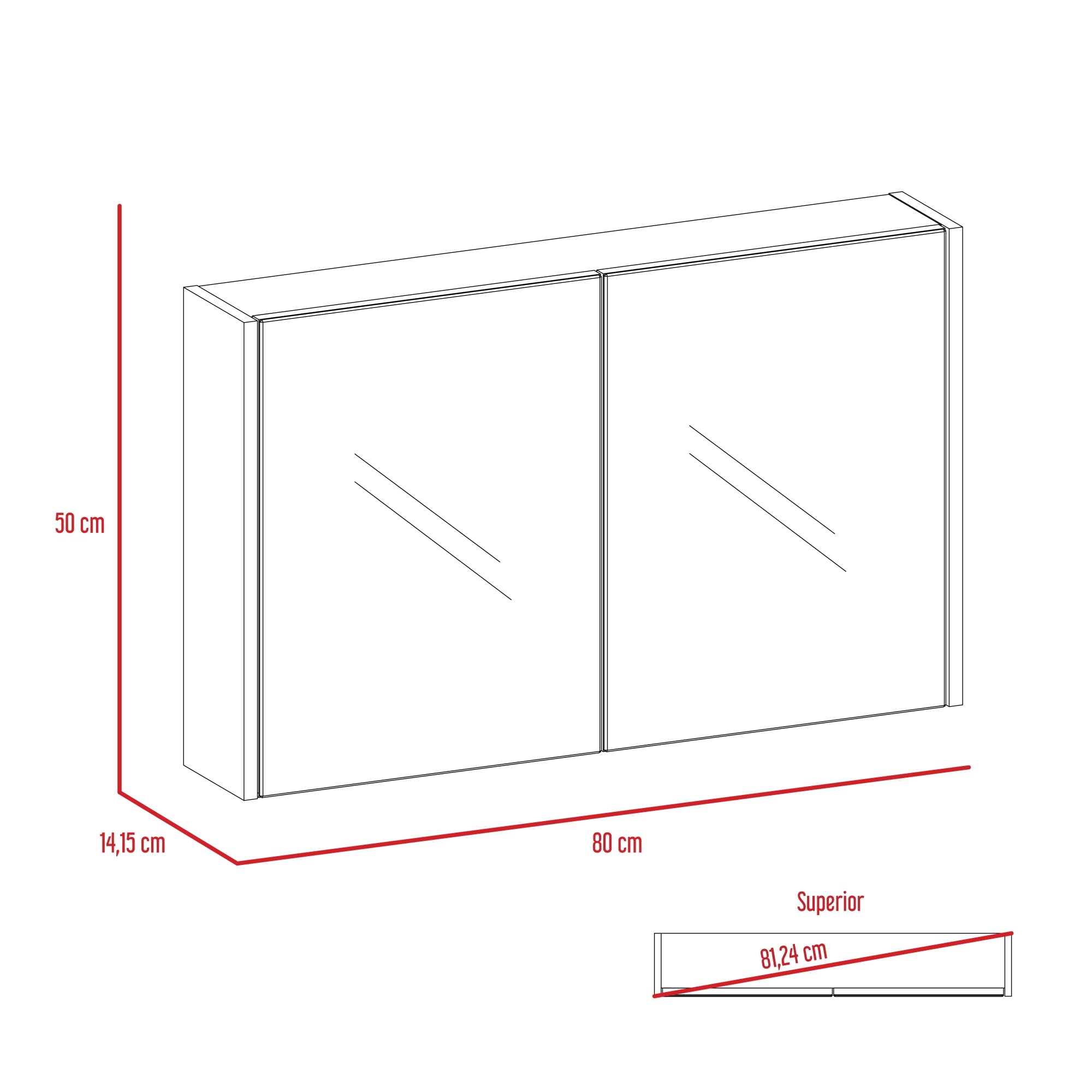 BOTIQUIN 2 PUERTAS DUNA 50X80X14,1 CM CON ESPEJO - 7