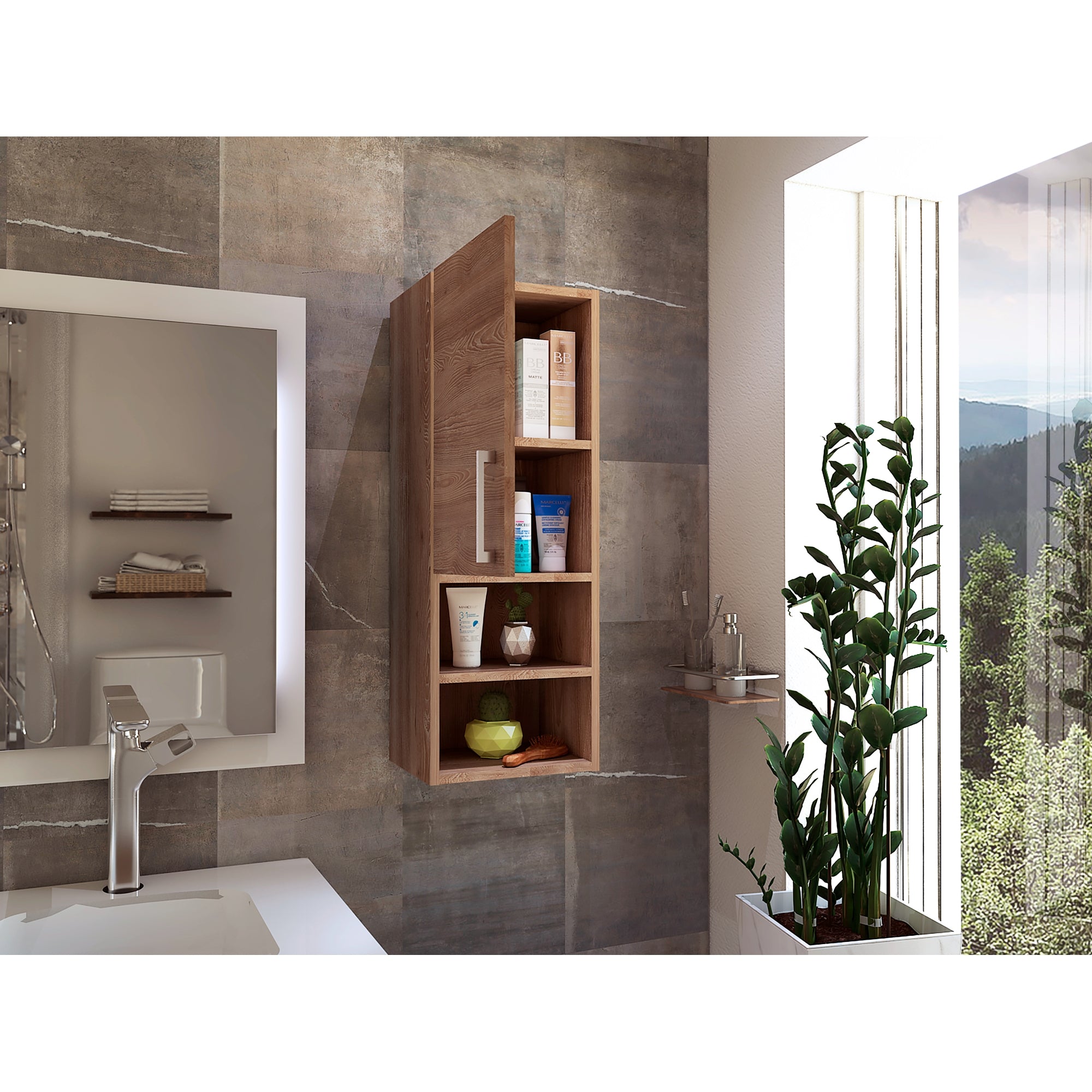 MUEBLE AUXILIAR BAÑO MURO BARCELONA 1 PUERTA MIEL - 7