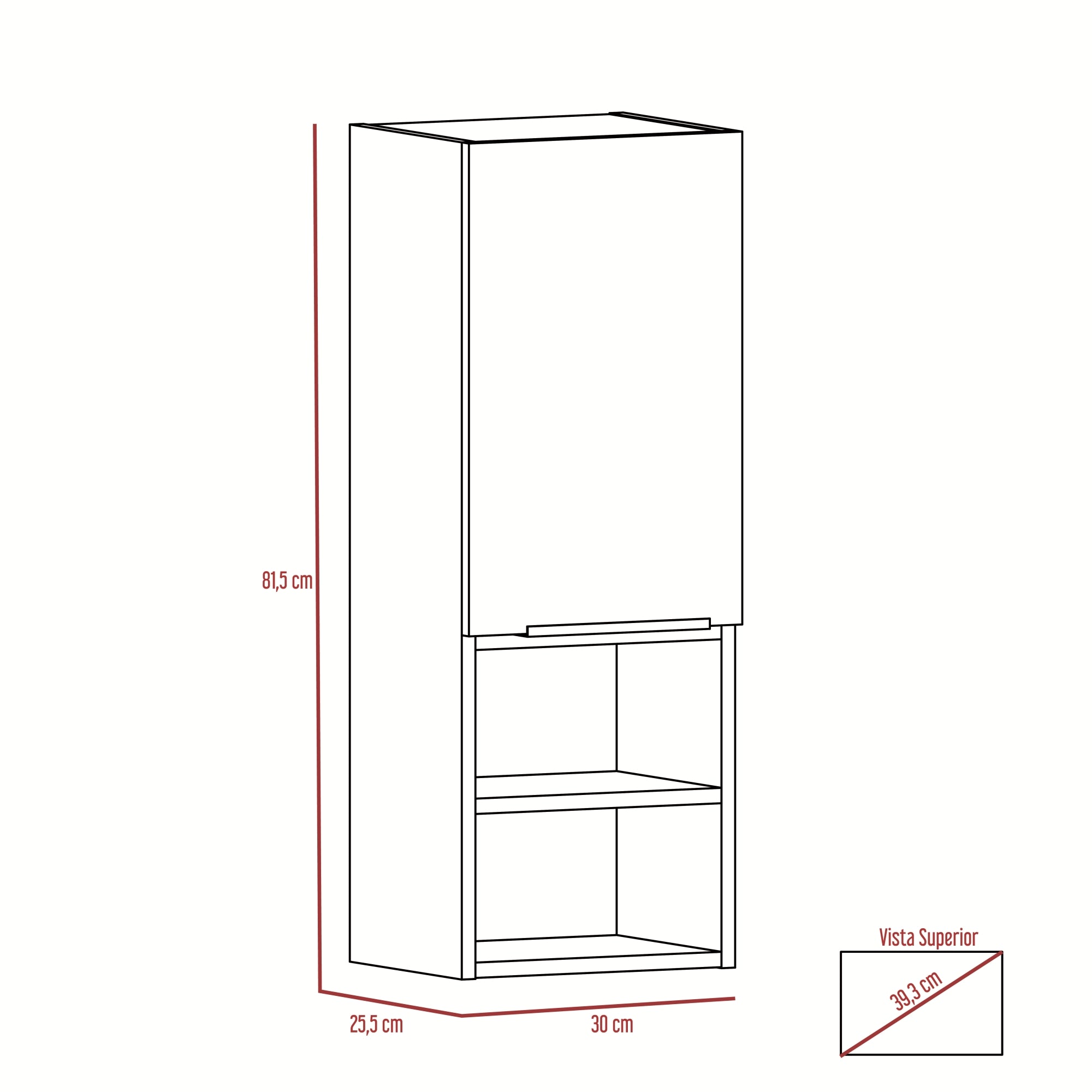 MUEBLE AUXILIAR BAÑO MURO BARCELONA 1 PUERTA MIEL - 8