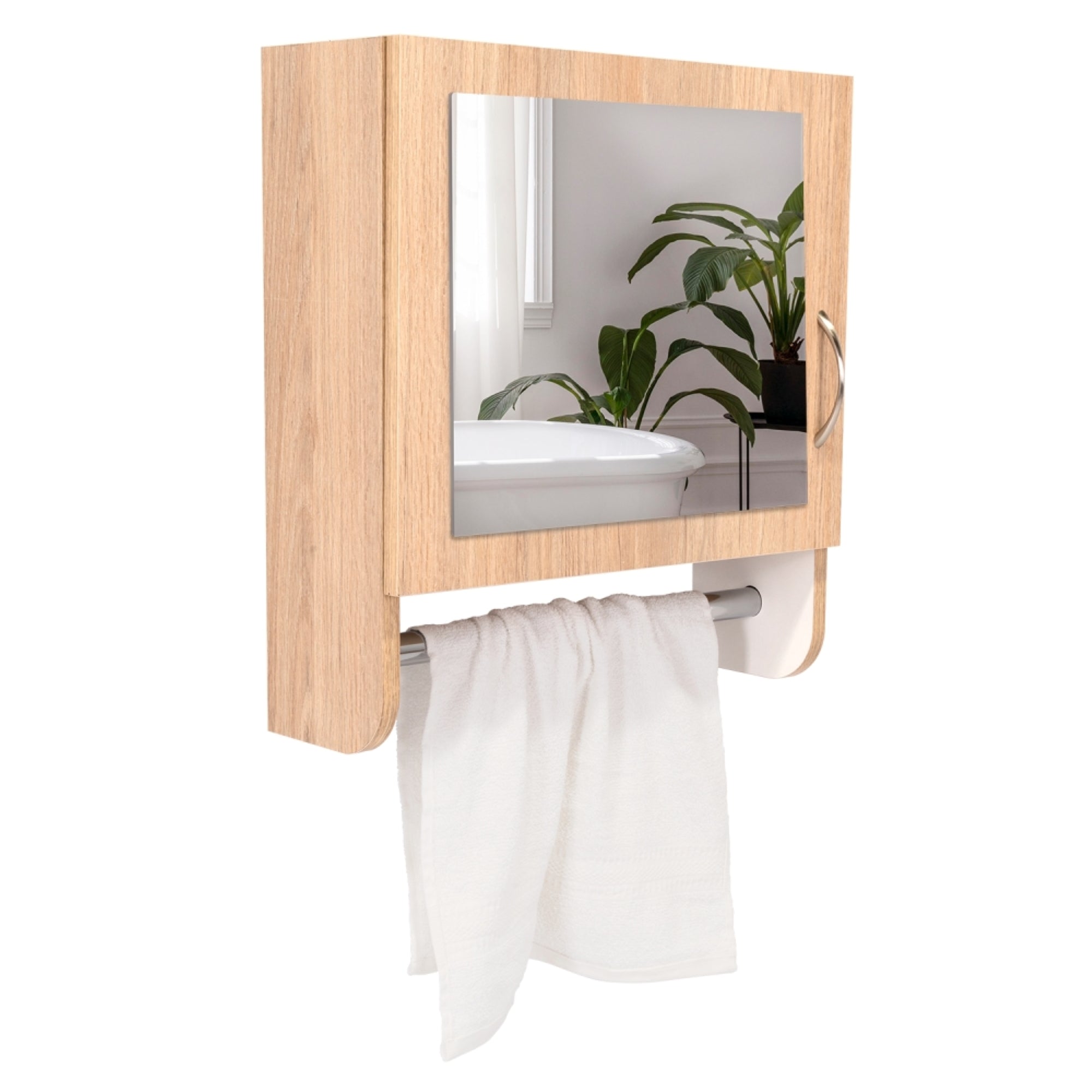BOTIQUIN 1 PUERTA CON ESPEJO Y COLGADOR BATH ROVERE Y BLANCO - 3
