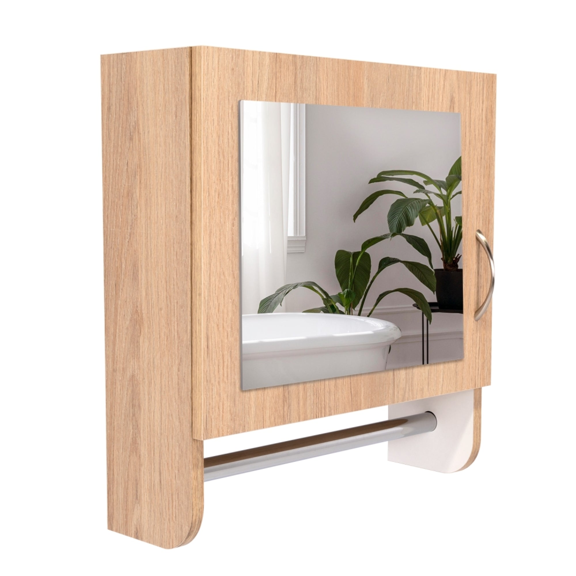 BOTIQUIN 1 PUERTA CON ESPEJO Y COLGADOR BATH ROVERE Y BLANCO - 4