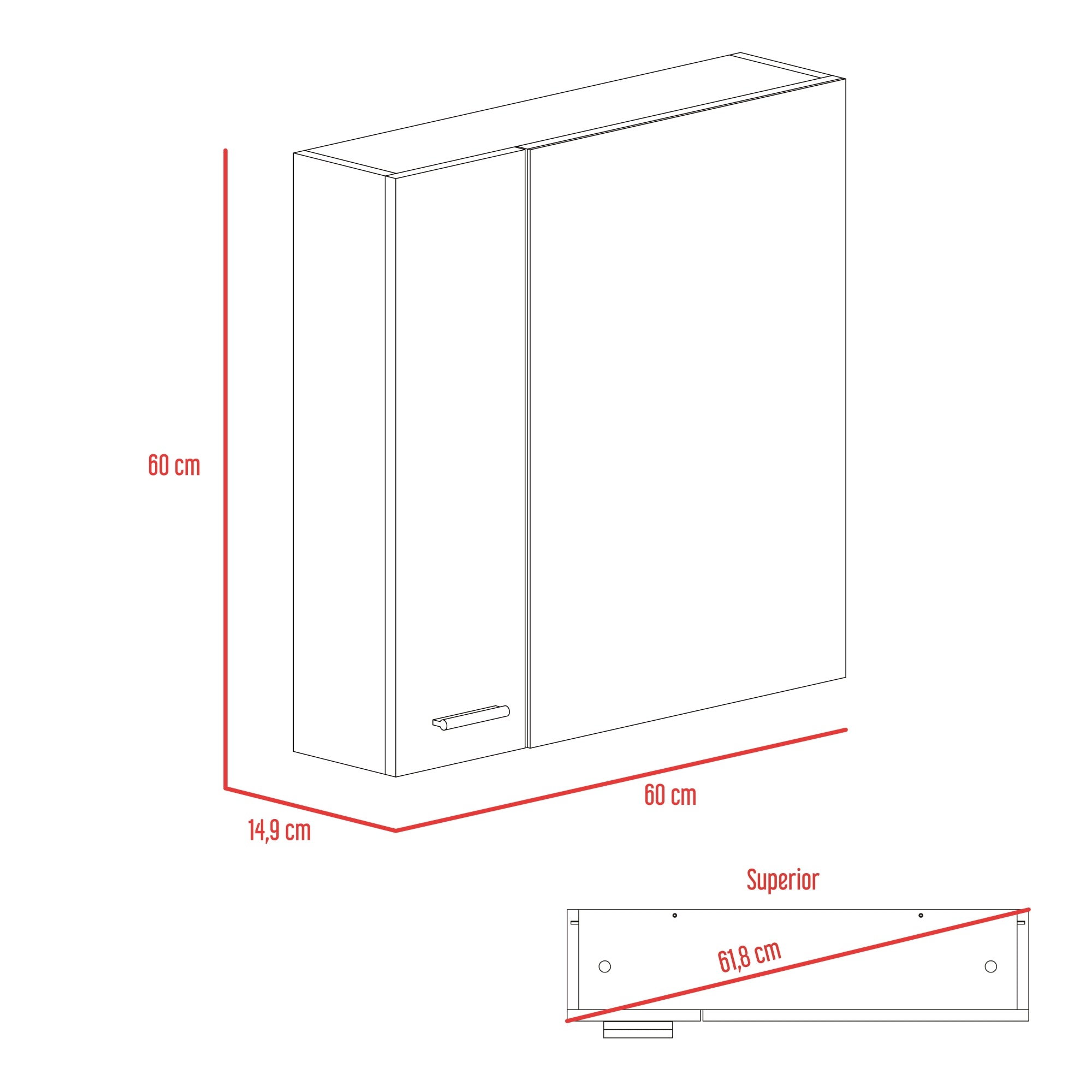 BOTIQUIN 2 PUERTAS BARCELONA 60X60X14,9 CM WENGUE - 7