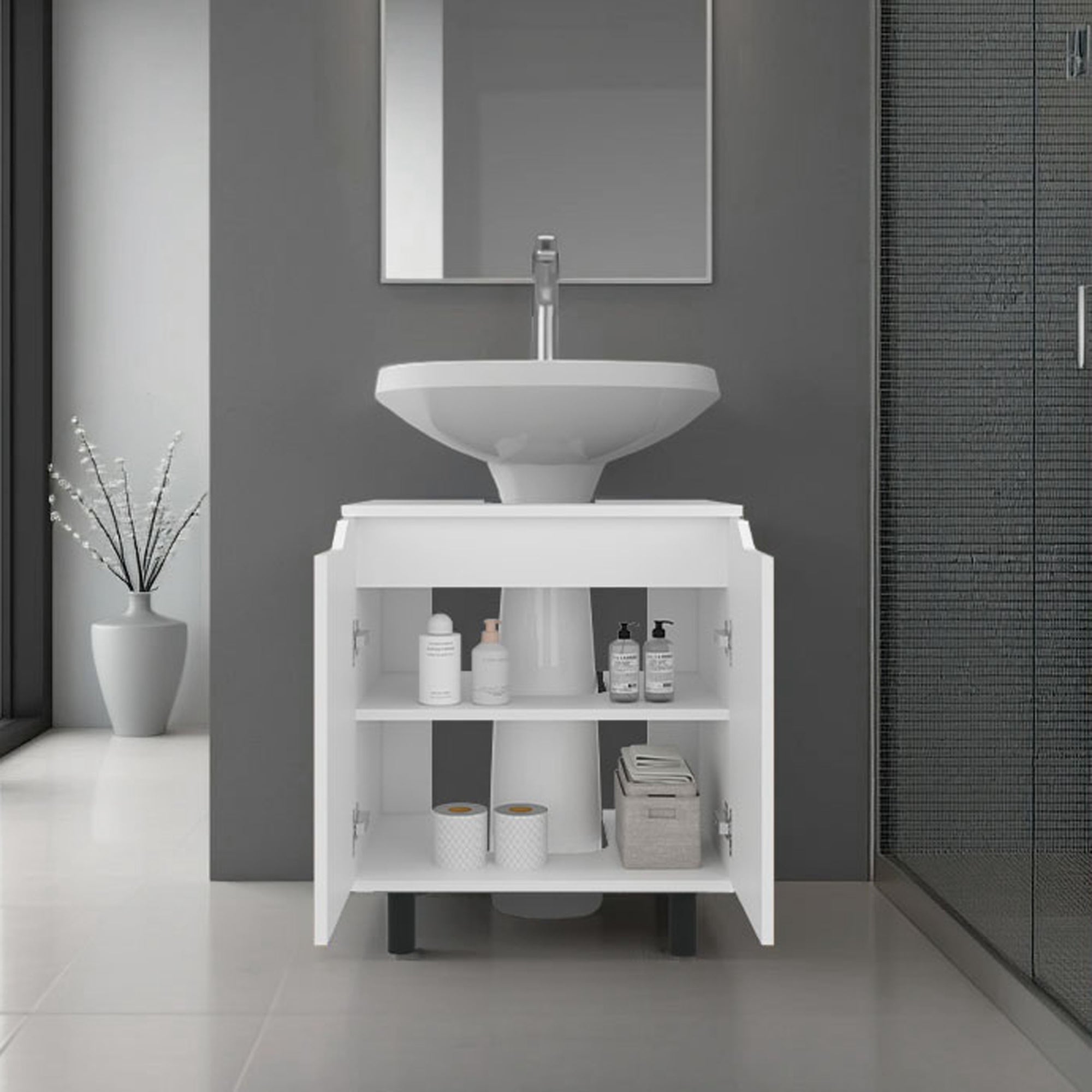MUEBLE PARA LAVAMANOS MARLO 2 PUERTAS BLANCO - 6