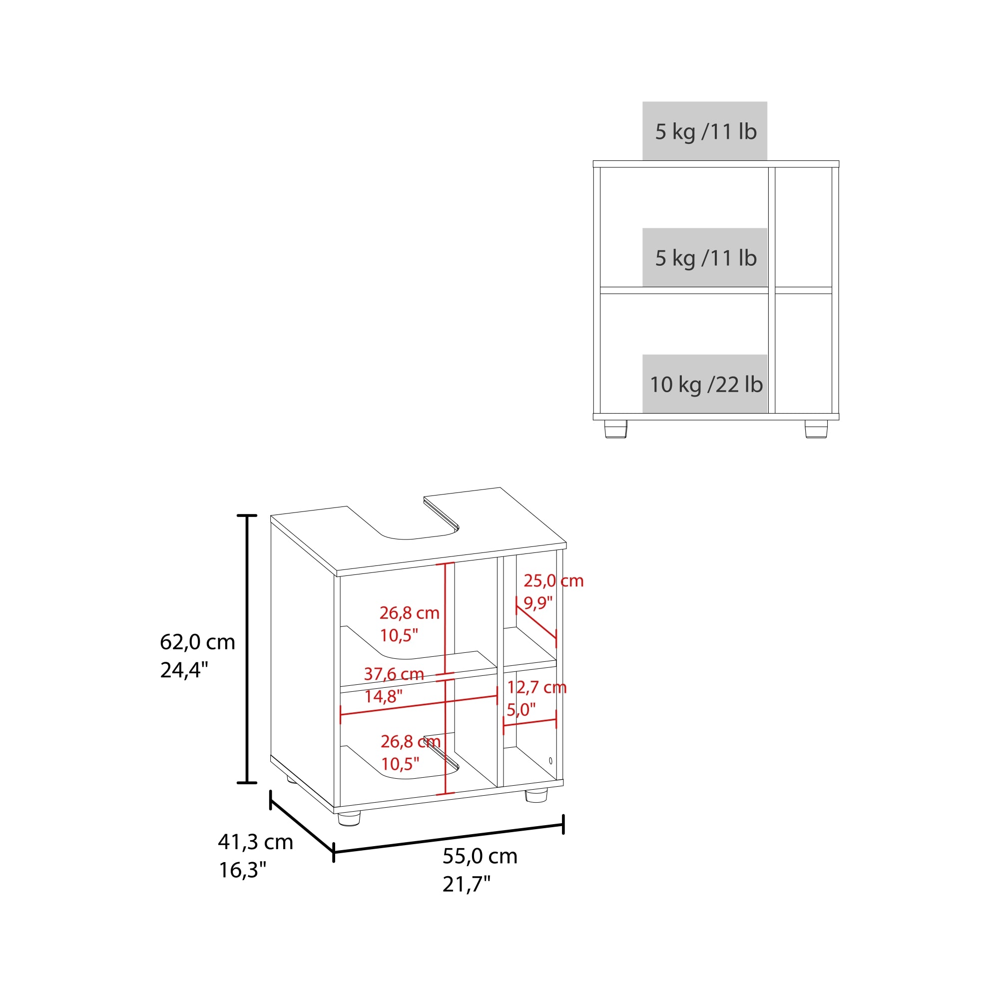 MUEBLE PARA LAVAMANOS PASCUALE 1 PUERTA BLANCO - 8