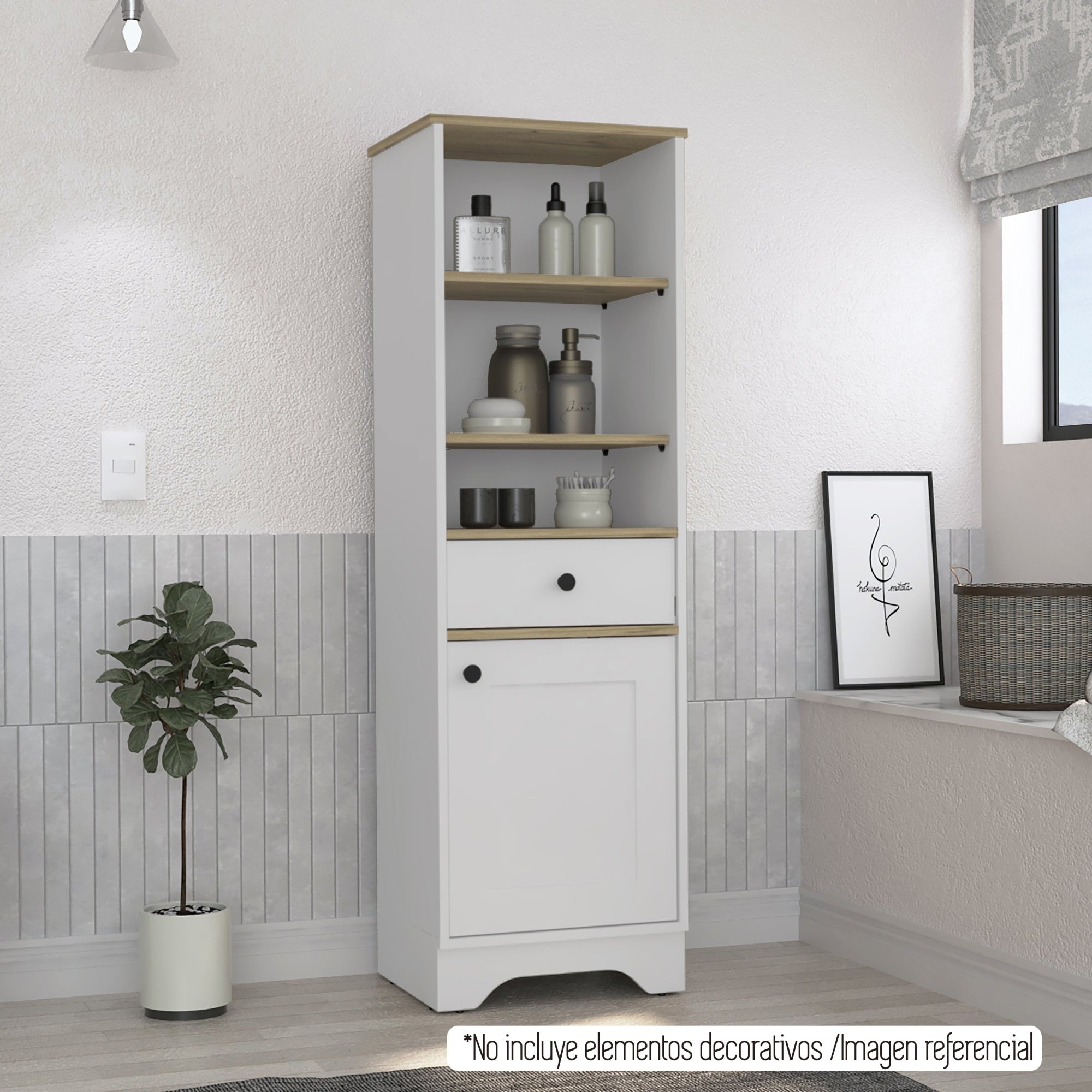 ESTANTE ORGANIZADOR DE BAÑO 1 PUERTA 1 CAJON BLANCO - 5
