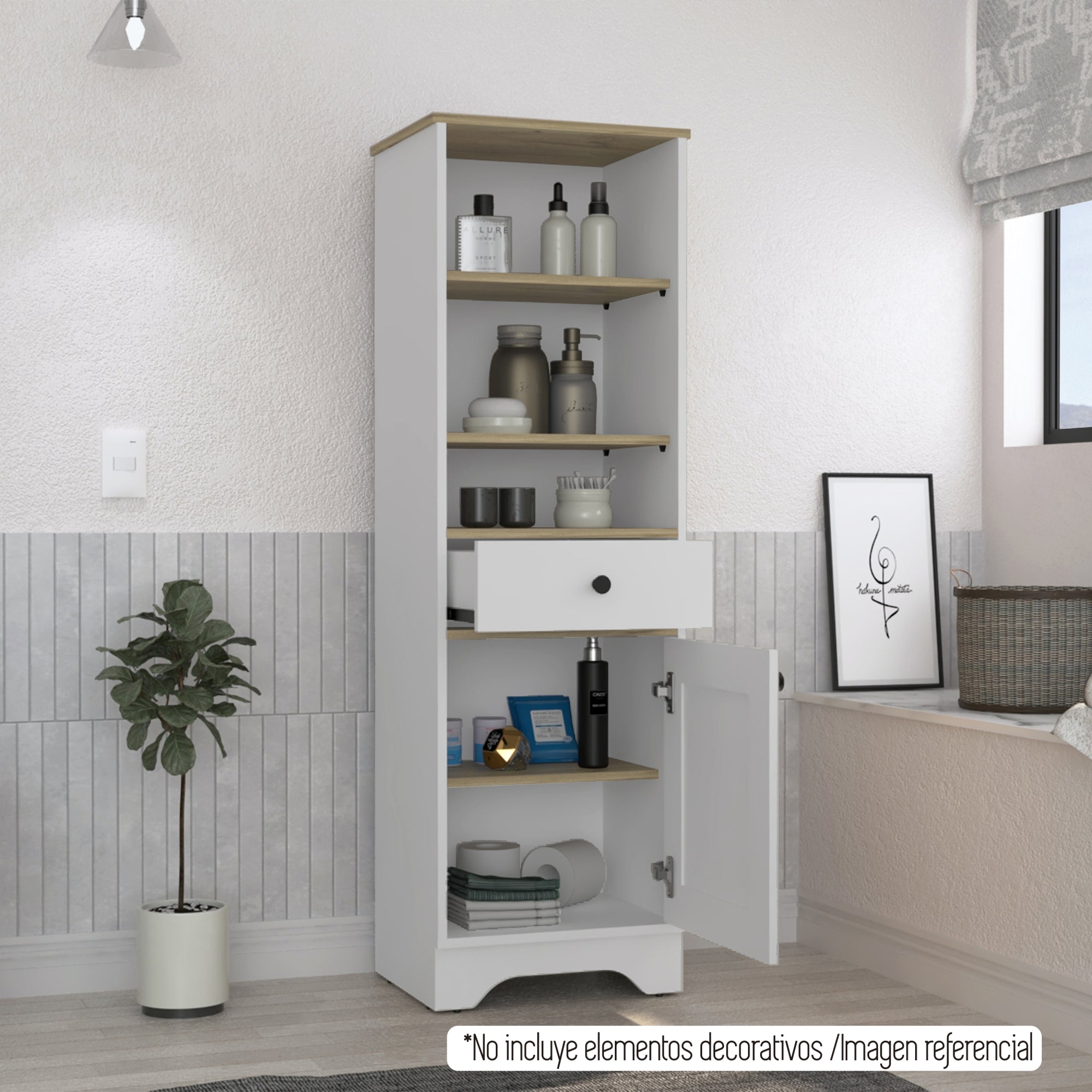 ESTANTE ORGANIZADOR DE BAÑO 1 PUERTA 1 CAJON BLANCO - 6