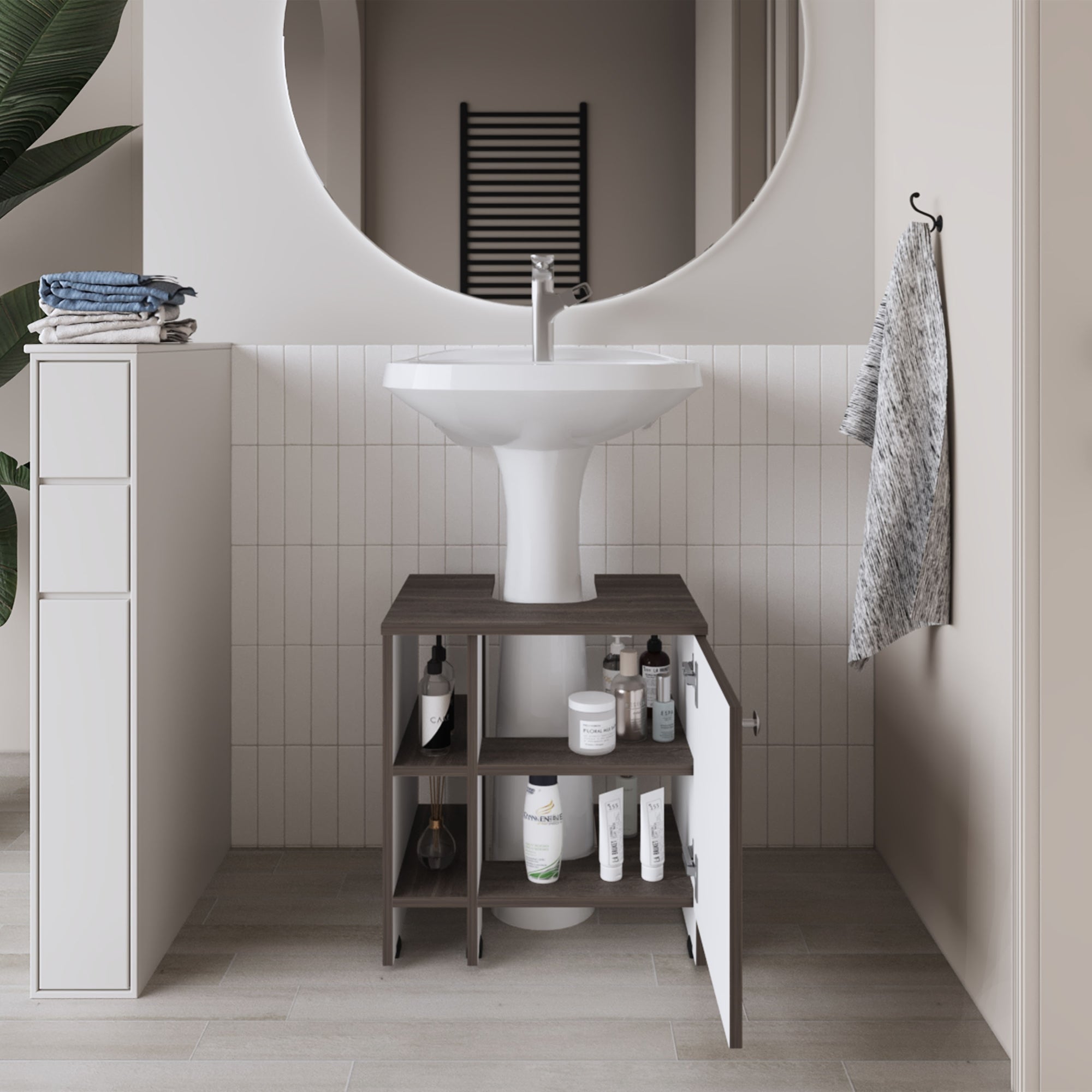 MUEBLE PARA LAVAMANOS 1 PUERTA 50,9X47X37,4 CM MILAN Y BLANCO - 6