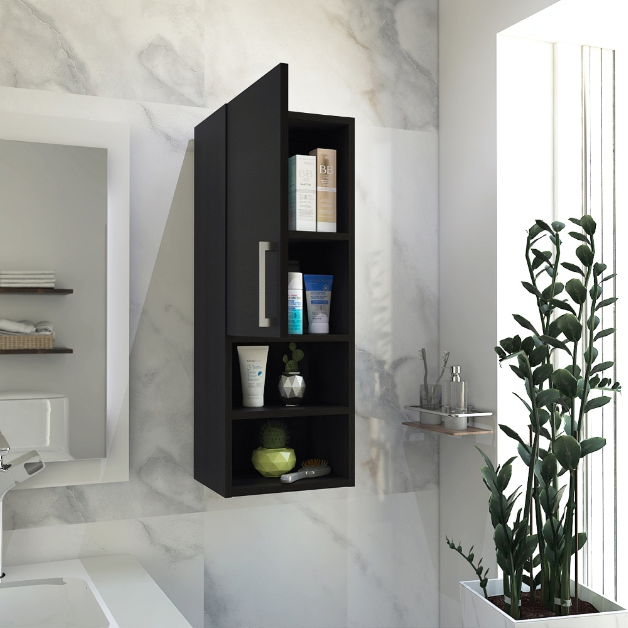 MUEBLE AUXILIAR BAÑO MURO BARCELONA 1 PUERTA WENGUE - 2